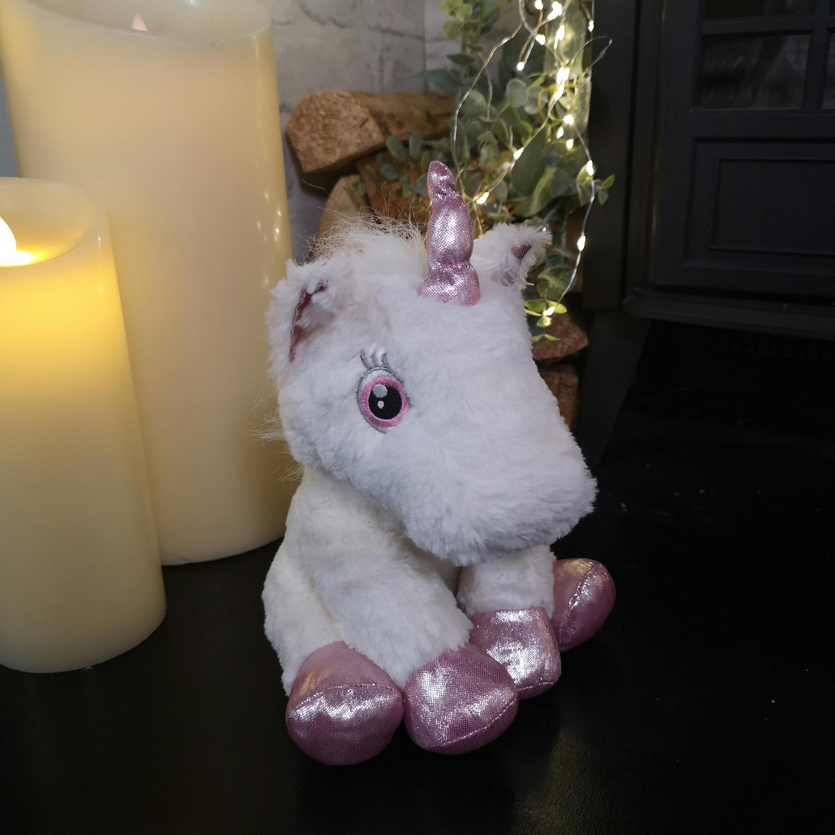 Rackhams White/Pink 24Cm Plush Unicorn With Sparkly Horn And Hooves