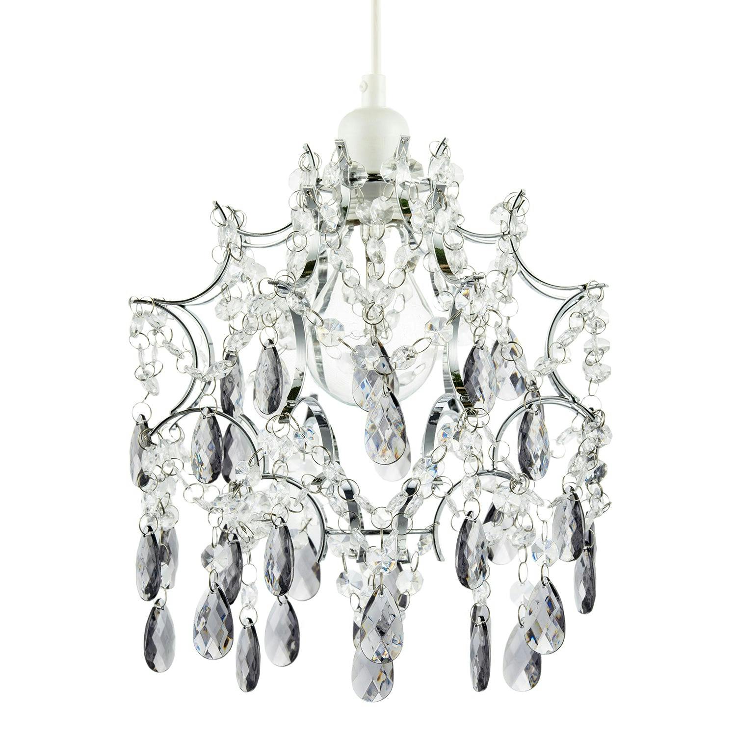 Rackhams Light Elegant Chandelier Style Pendant Shade With Clear And Smoked Beads