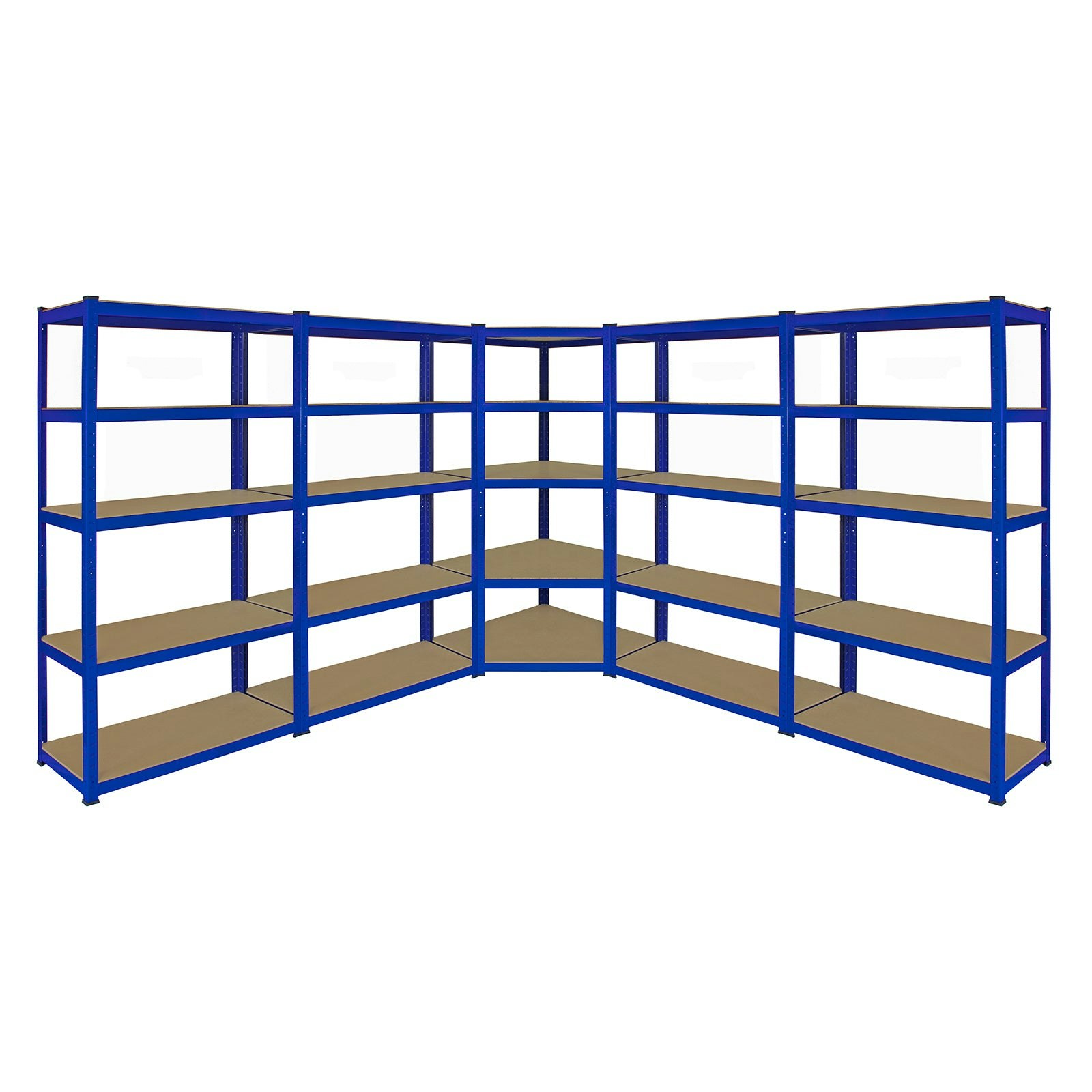 Rackhams Blue T-Rax Corner Shelving Unit & 4X 90Cm Garage Storage Bays, 90Cm X 180Cm X 45Cm