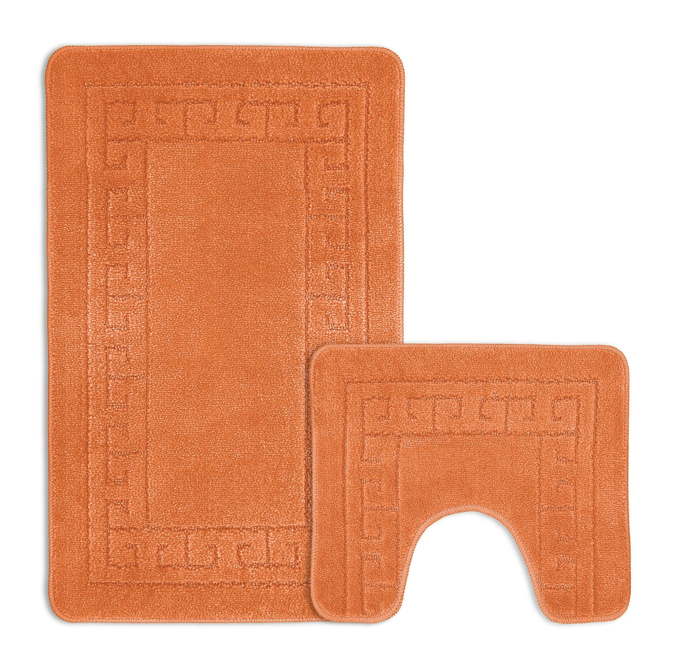 Rackhams Orange Greek Key Bathmat Set - Antislip