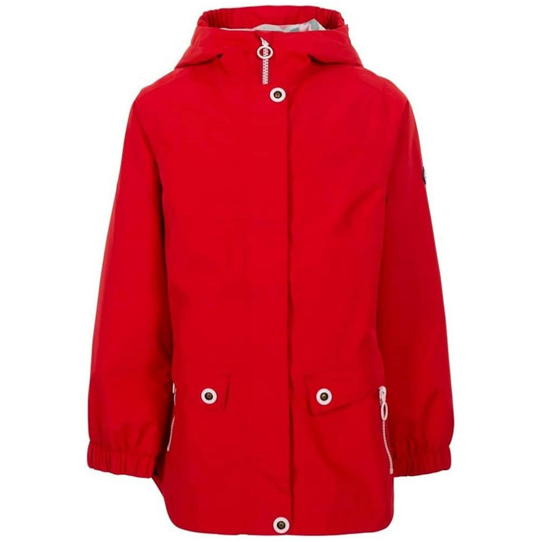 Trespass (3-4 Years, Red) Girls Waterproof Hooded Jacket Flourish - Image 3