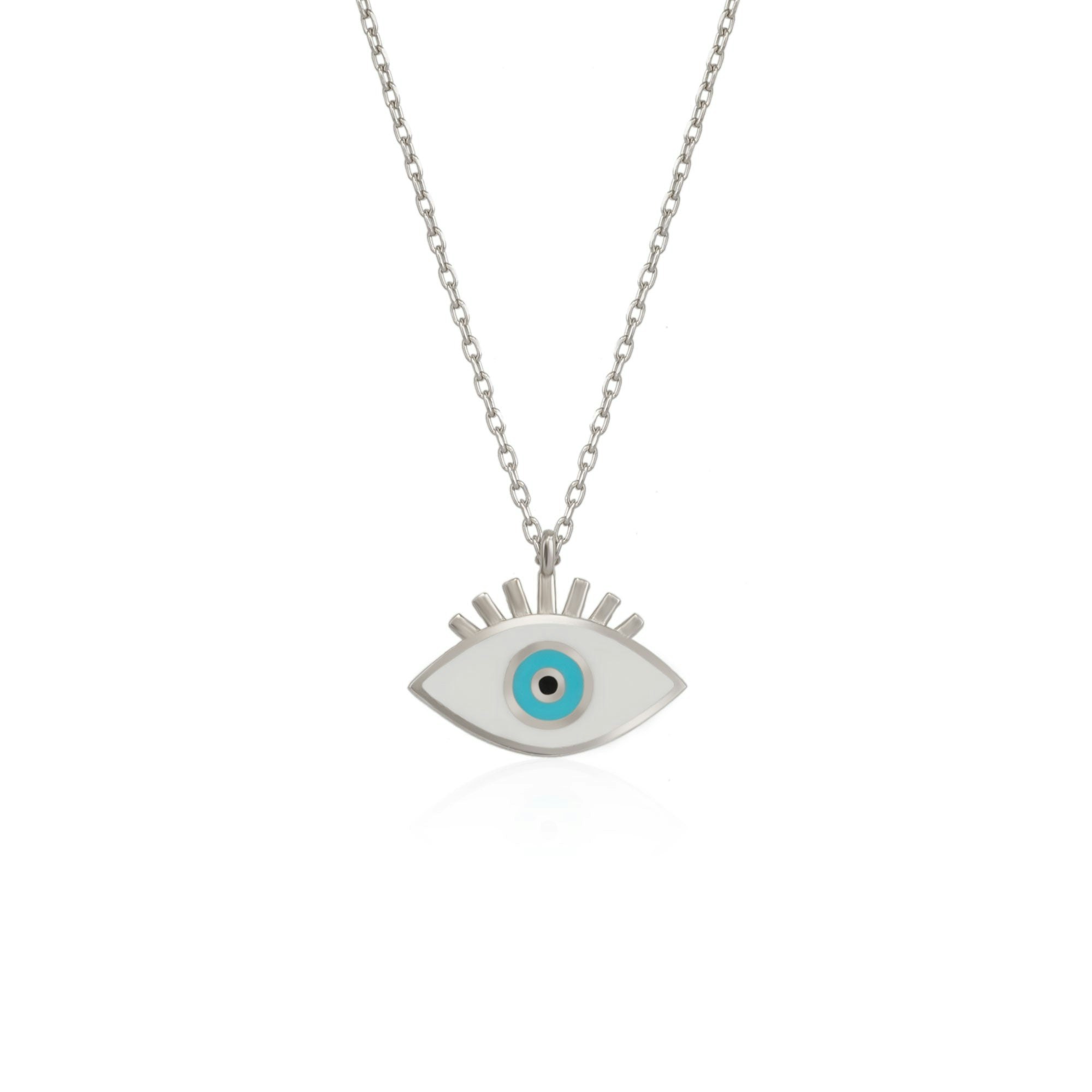 Spero London Silver Sterling Evil Eye Eyelash Necklace