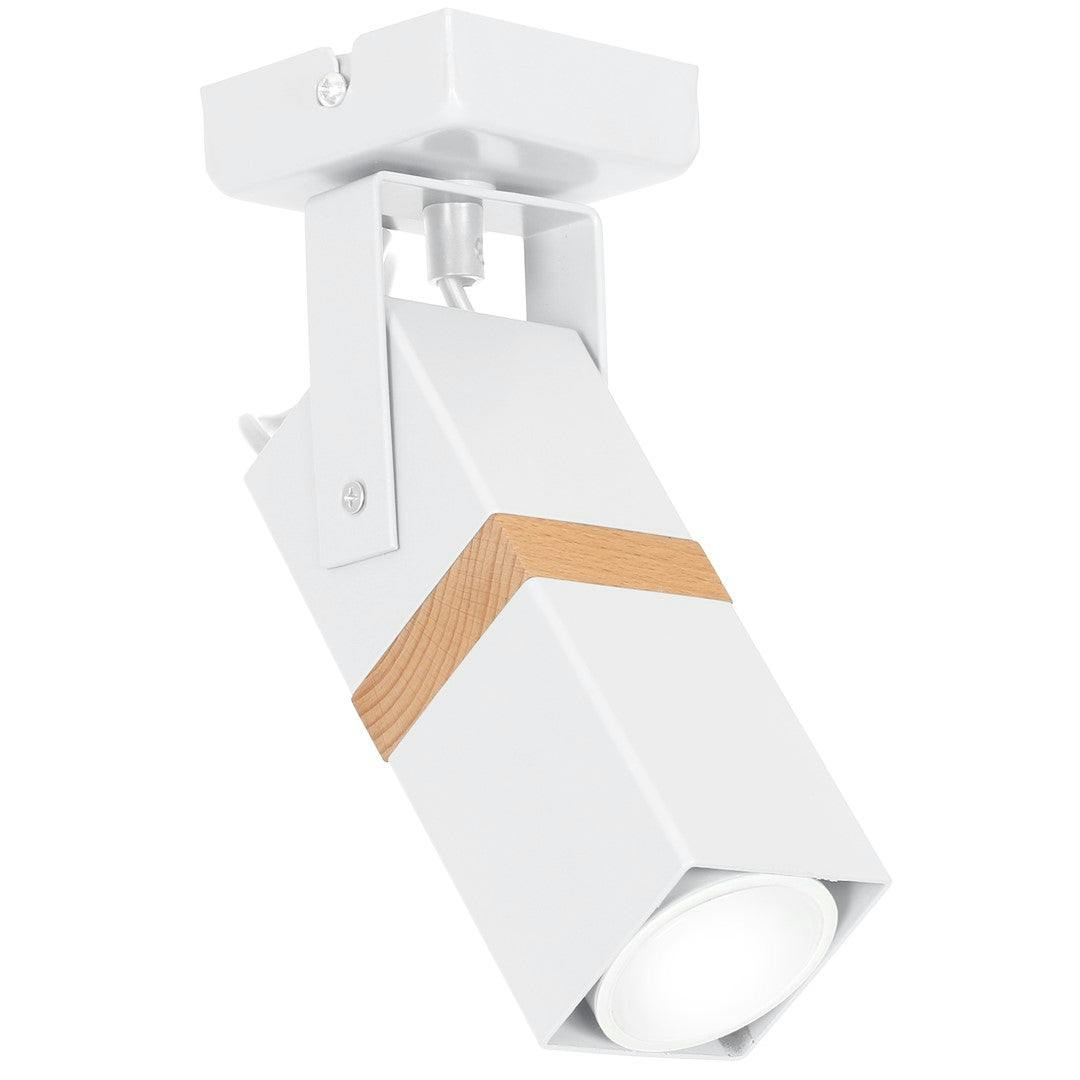 B&Q - Vidar White Designer Ceiling Spot Lamp 1Xgu10 Hand Made Modernist Cuboid Design With Natural Wooden Inserts - Image 4