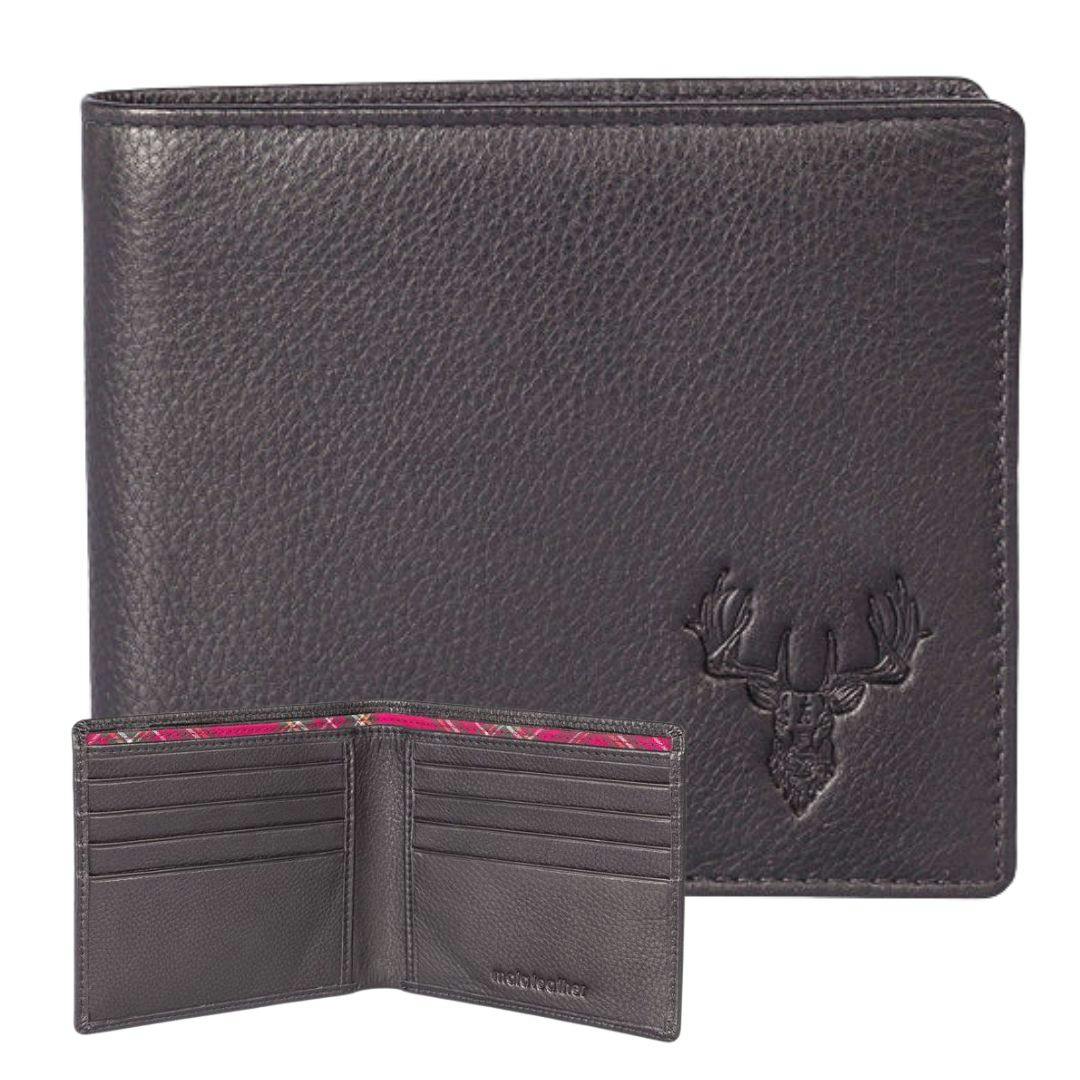 Mala Leather Black Braemar Highland Stag Slim Wallet - One Size - Leather