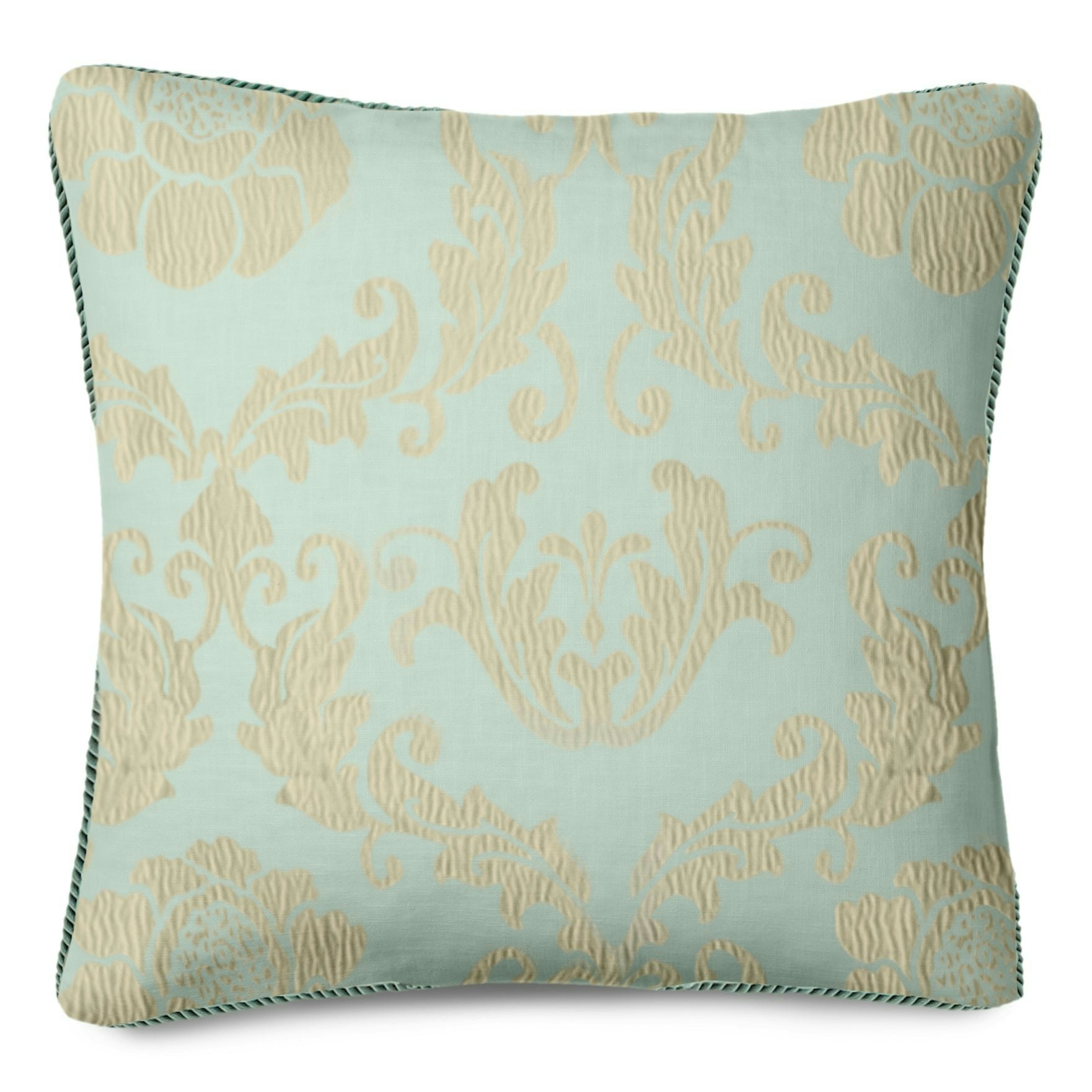 Rackhams Golden Traditional Damask Jacquard Cushion - 43Cm X 43Cm - Duck Egg