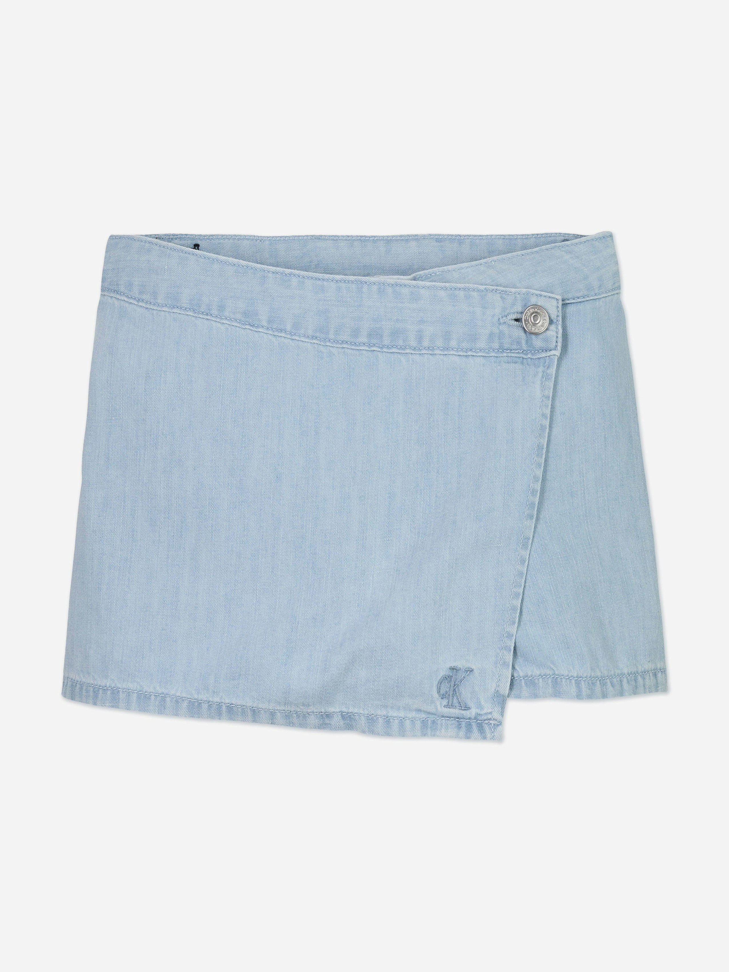 Calvin Klein Girls Blue Denim Skort In - 8 Yrs