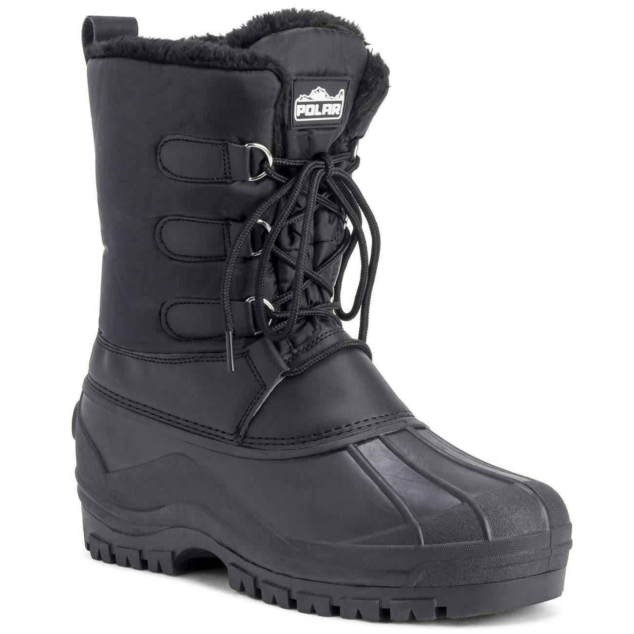 Viva Men's Black Polar Muck Lace Up Short Nylon Winter Snow Rain Duck Boots - 10
