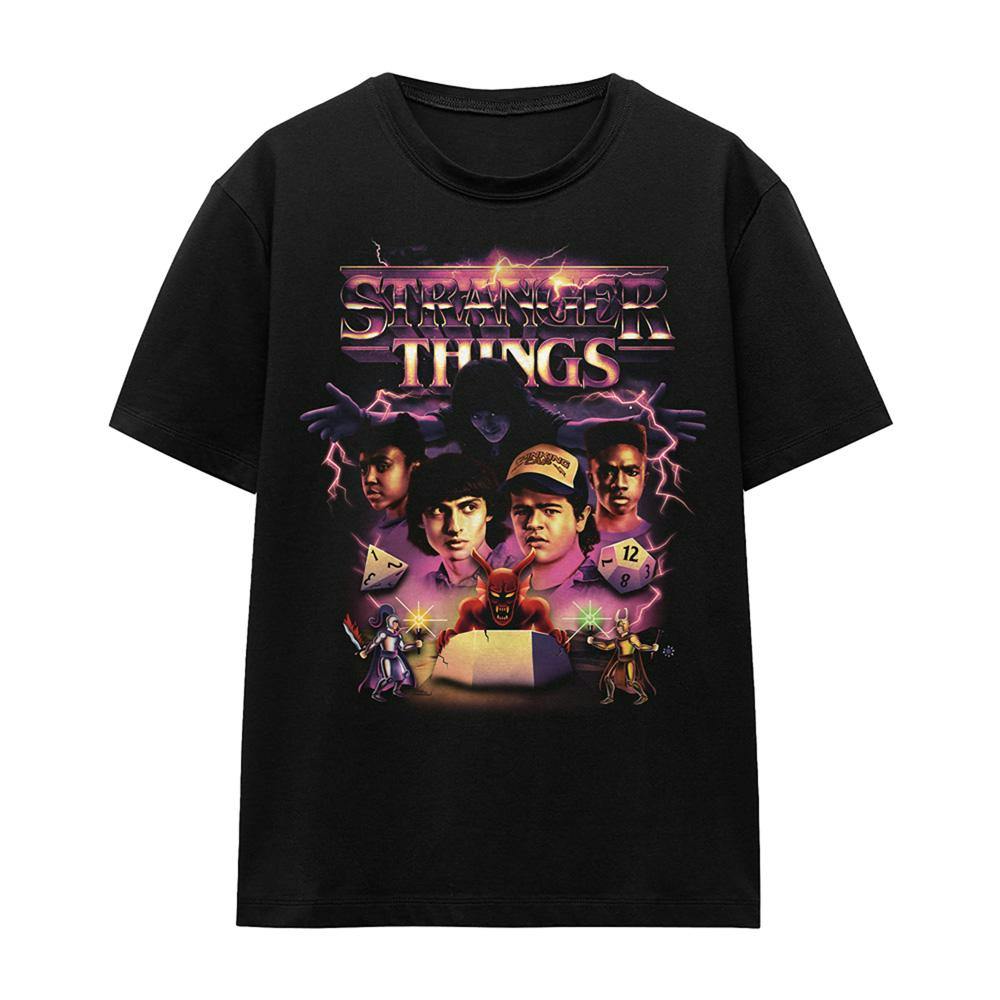 Stranger Things Women's Black Thunder Metal Band Group Shot T-Shirt - L