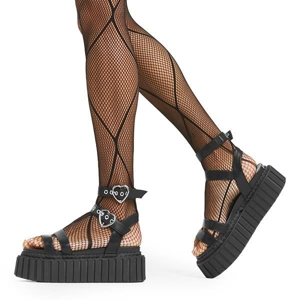 Lamoda Women's Black Walkin' On Sunshine Chunky Platform Creeper Sandalslmf 4400 - Pu - Uk 8