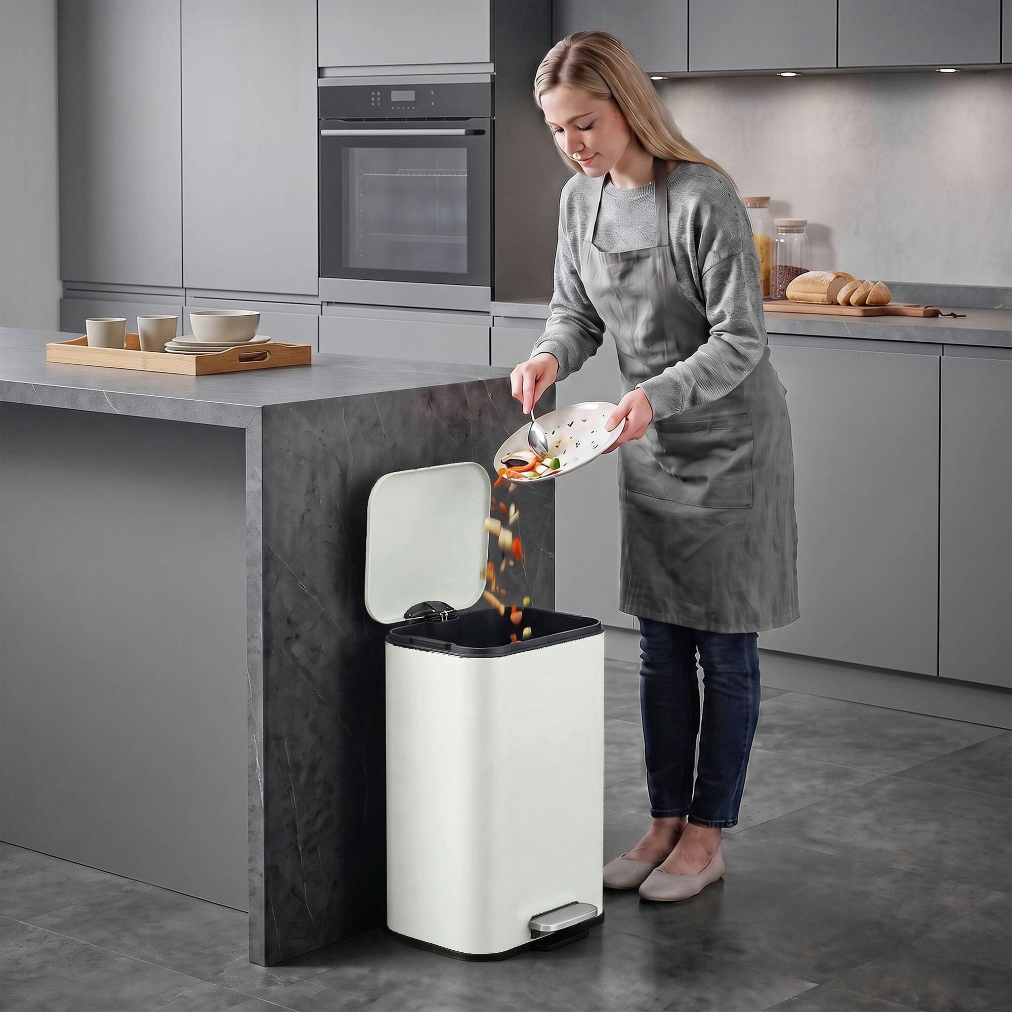 B&Q -  20L Kitchen BinPedal Bin With Removable BucketCream White - Image 5