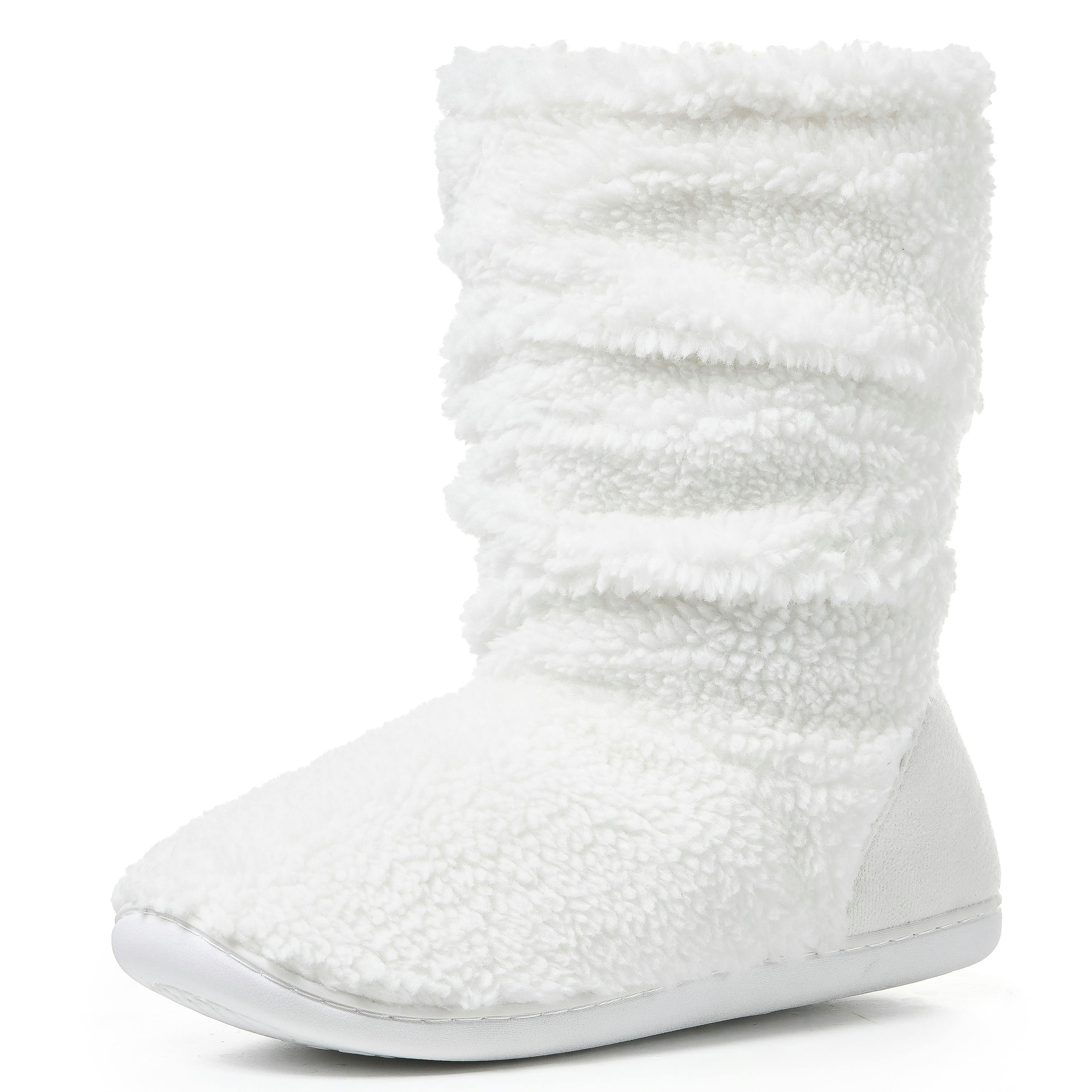 Viva Men's White Polar Slipper Sherpa Boots Memory Foam Slipper Boots - 11
