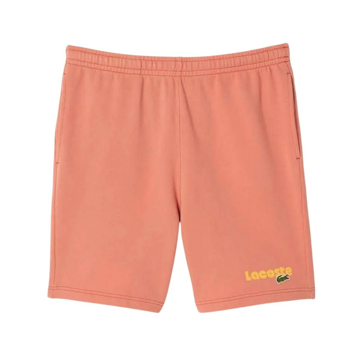 Lacoste Men's Pink Fleece Printed Washed Shorts - S - 100% Organic Cotton