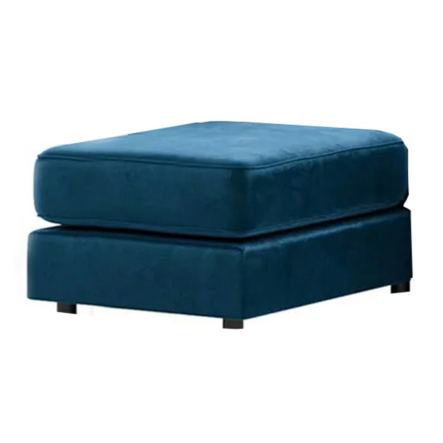 Rackhams Blue Brooklyn Full Foam Plush Velvet Footstool