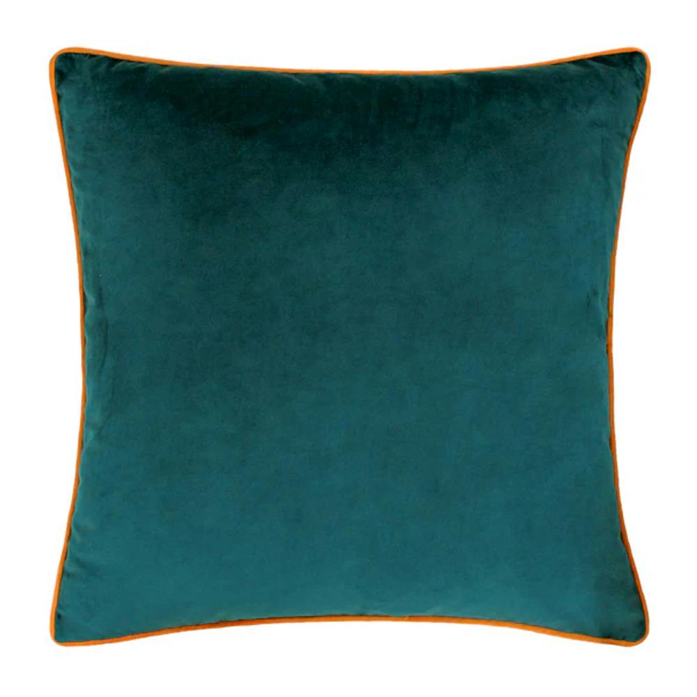 Furn Orange Meridian Velvet Cushion Cover - Teal/ Tiger - 45Cm X 45Cm - Teal/ Tiger - 100% Polyester