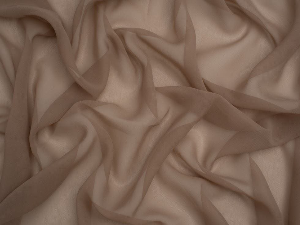 Minerva Light Core Range Sheer Chiffon Fabric - Plain Design Dressmaking Fabric, 110 Cm / 44" Wide - Per Metre - Taupe