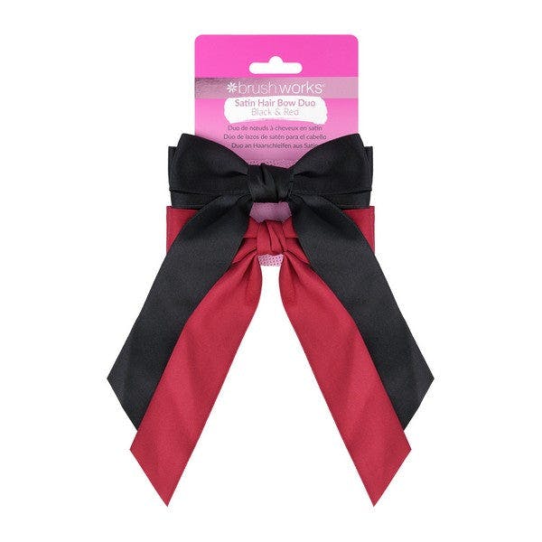 Brushworks Red/Black Satin Hair Bow Duo – &