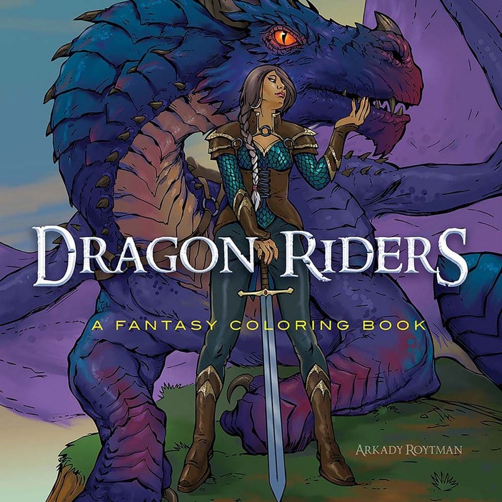 Dragon Riders: A Fantasy Coloring Book by Arkady Roytman NEW - Image 2
