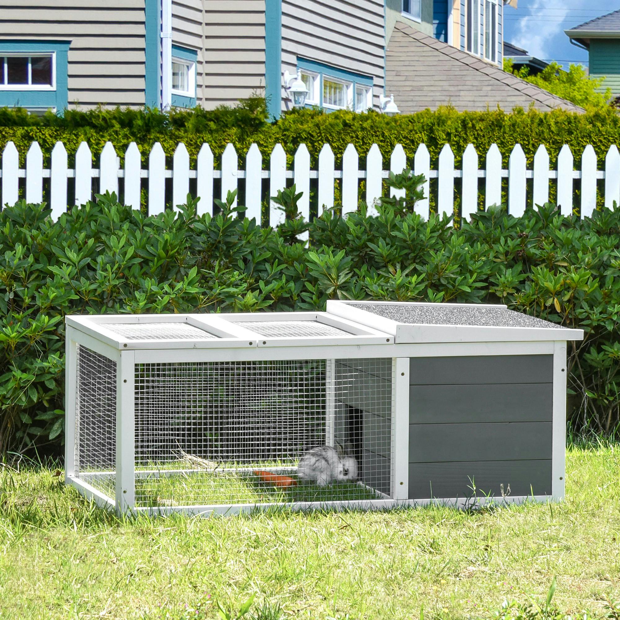Pawhut Rabbit Hutch Animal Cage Pet Run Cover, With Water-Resistant Asphalt Roof