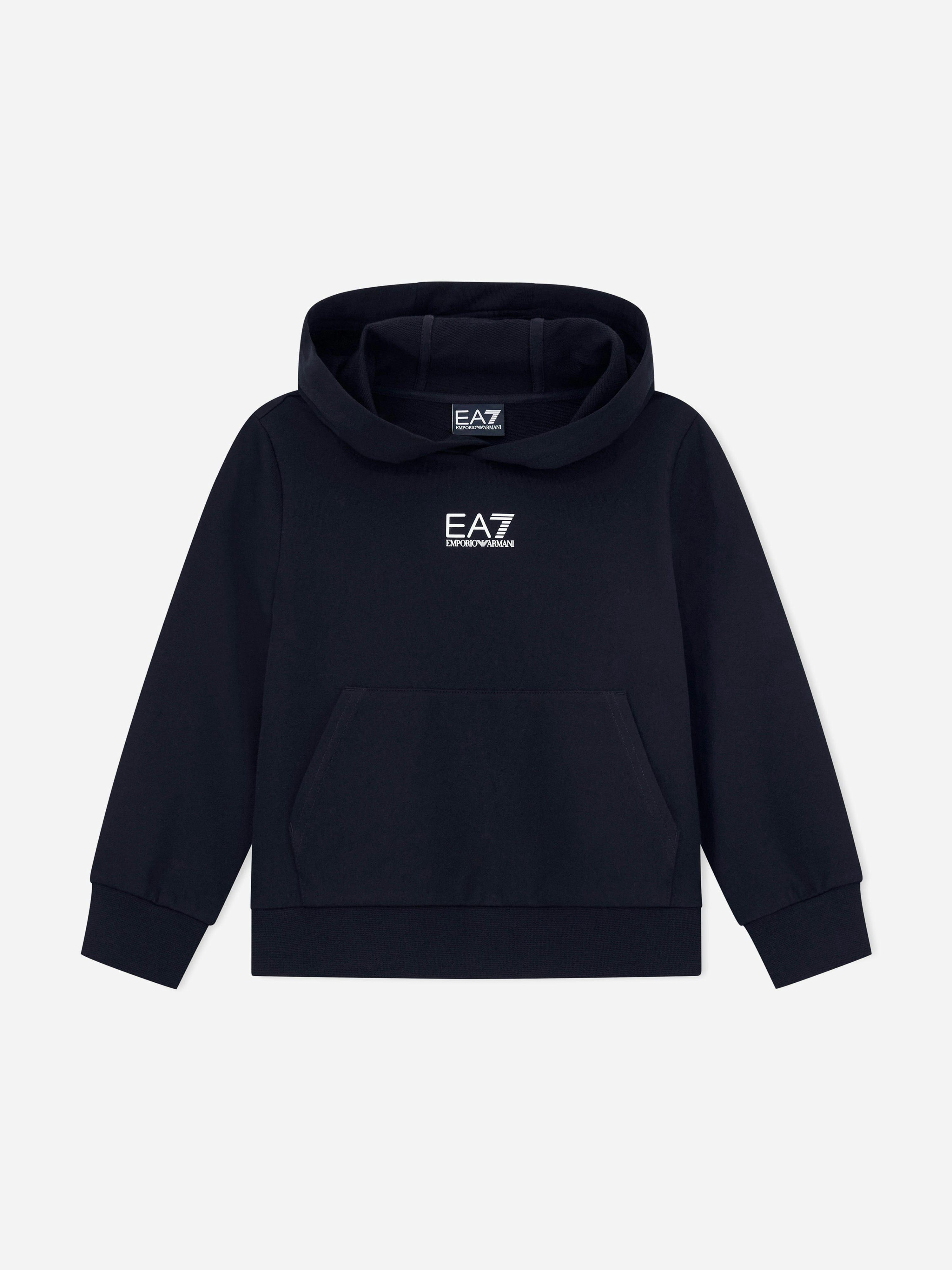 Ea7 Emporio Armani Boys Black Train Core Id Hoodie In - 16 Yrs