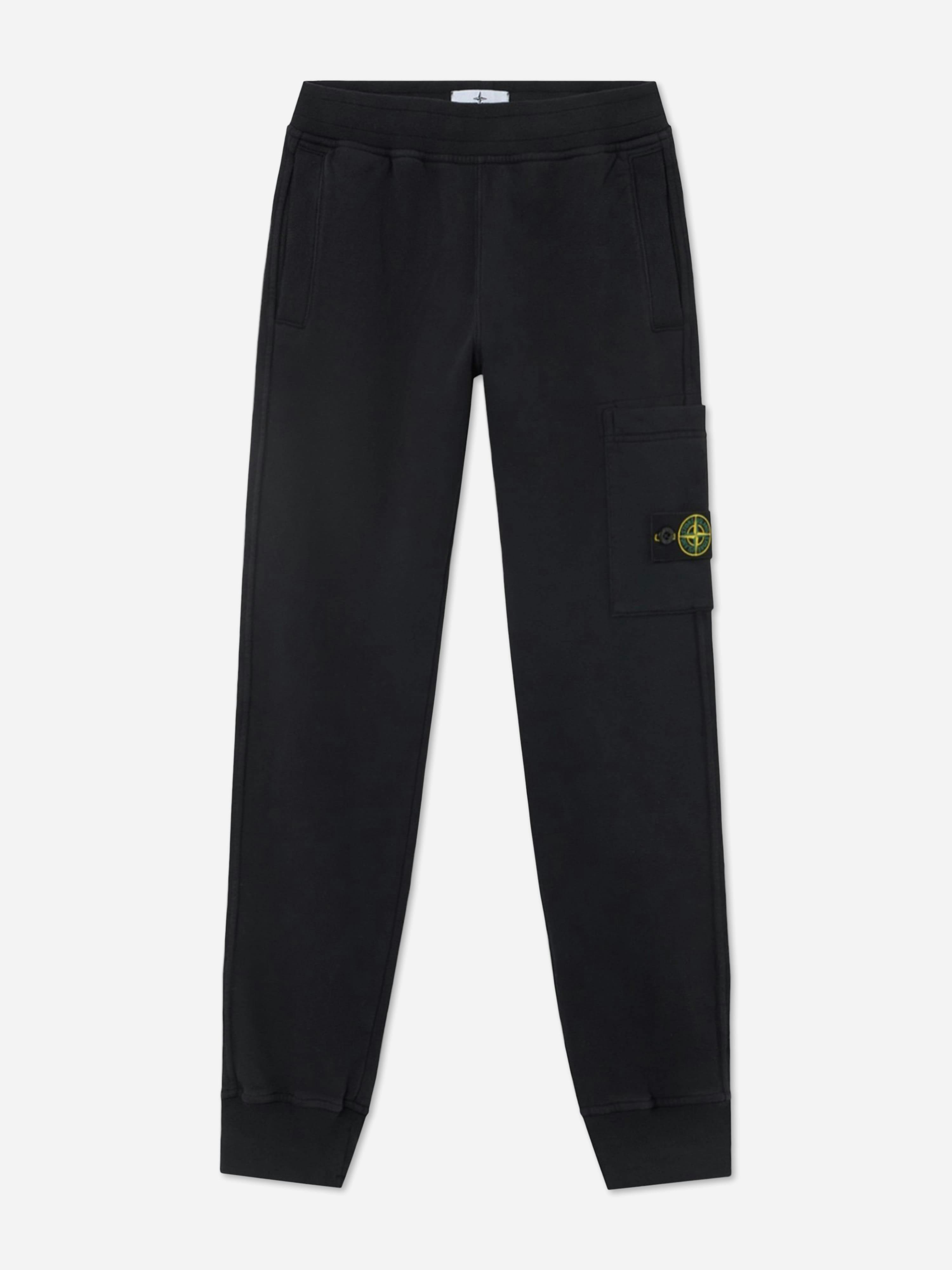 Stone Island Junior Boys Black Stone Island Brushed Cotton Fleece Joggers In - Multicoloured - 8 Yrs