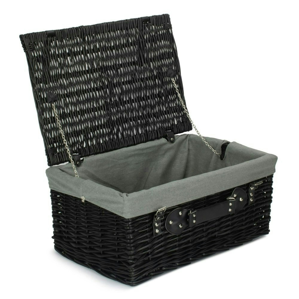 Red Hamper Red/Black/Grey Hamper 51Cm Empty Willow Picnic Basket With Cotton Lining - Lining