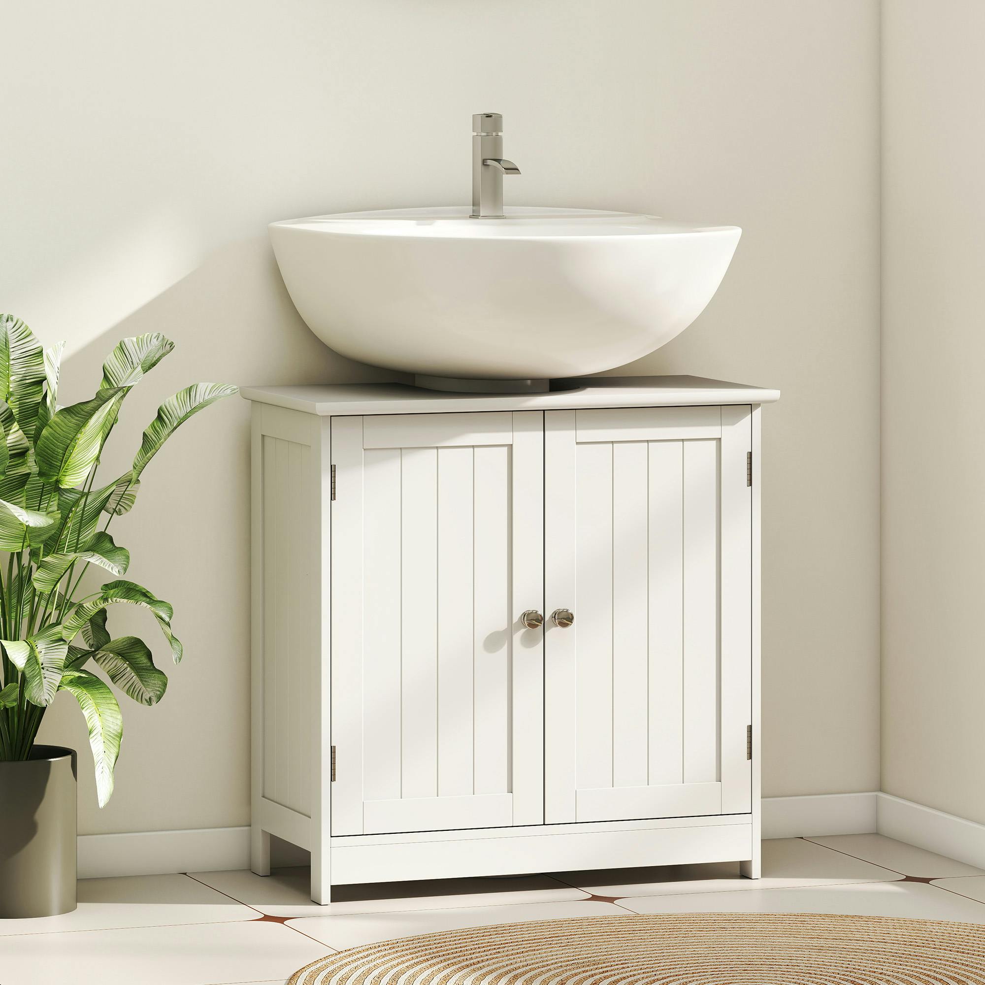 Rackhams White Basin Sink Vanity Cabinet Toilet Bathroom Shelf Door Storage Wooden
