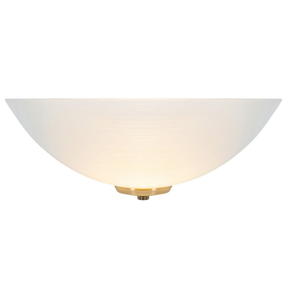 Happy Homewares Light Traditional Antique Brass Flush Wall Uplighter With Opal Swirl Glass Diffuser