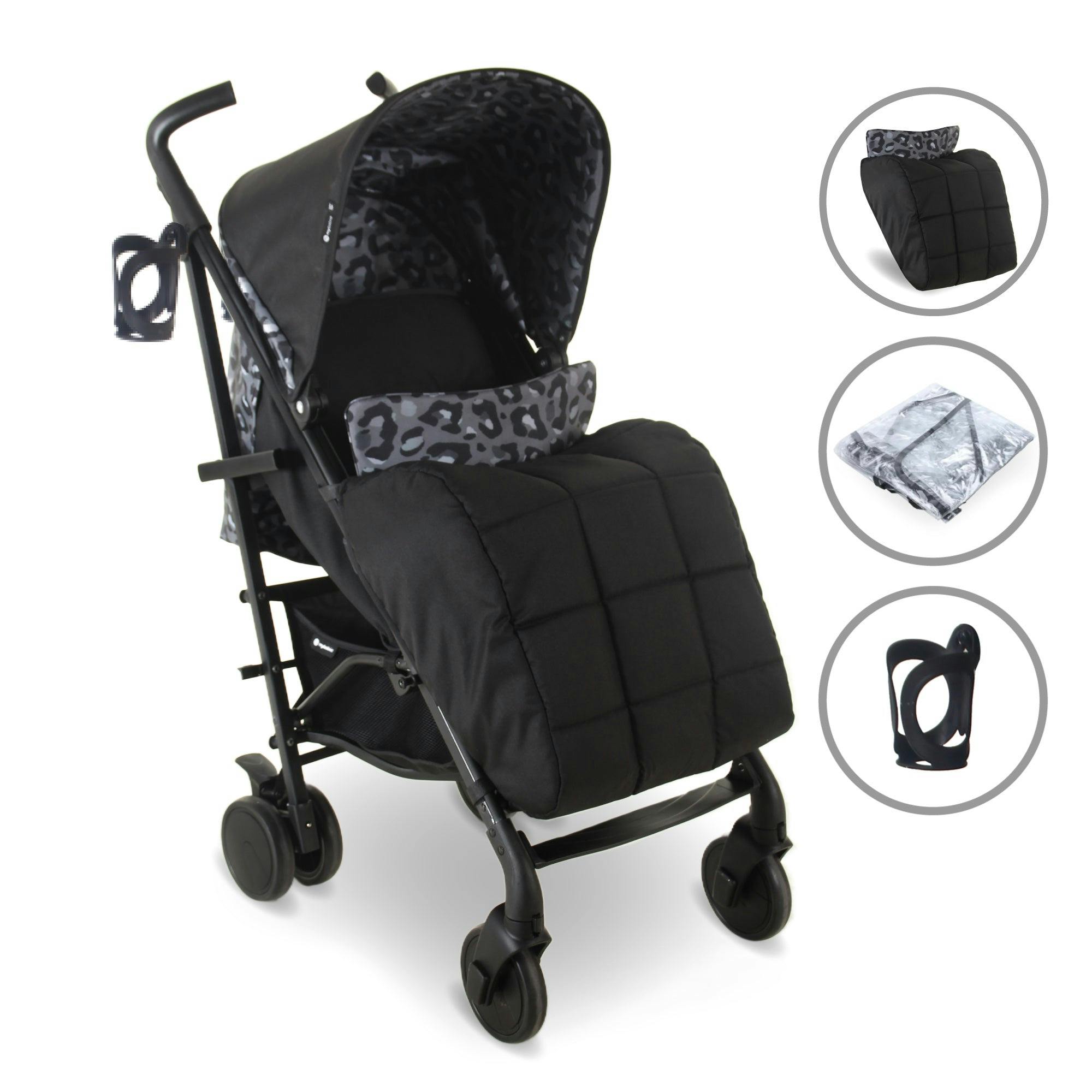 My Babiie Black Mb51 Plus Stroller - Leopard