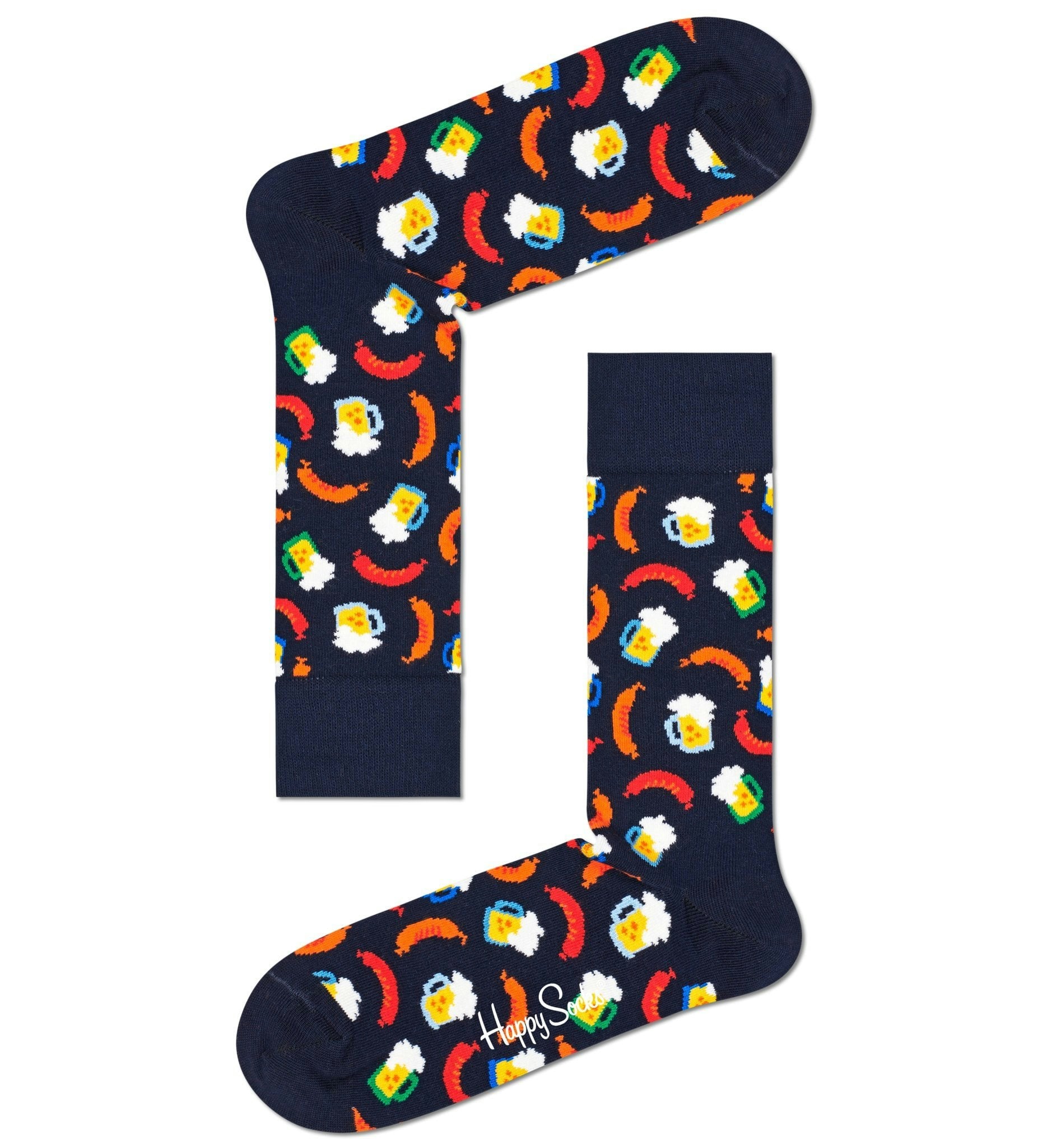 Happy Socks Beer & Sausage Socks, Navy - Eur 41-46