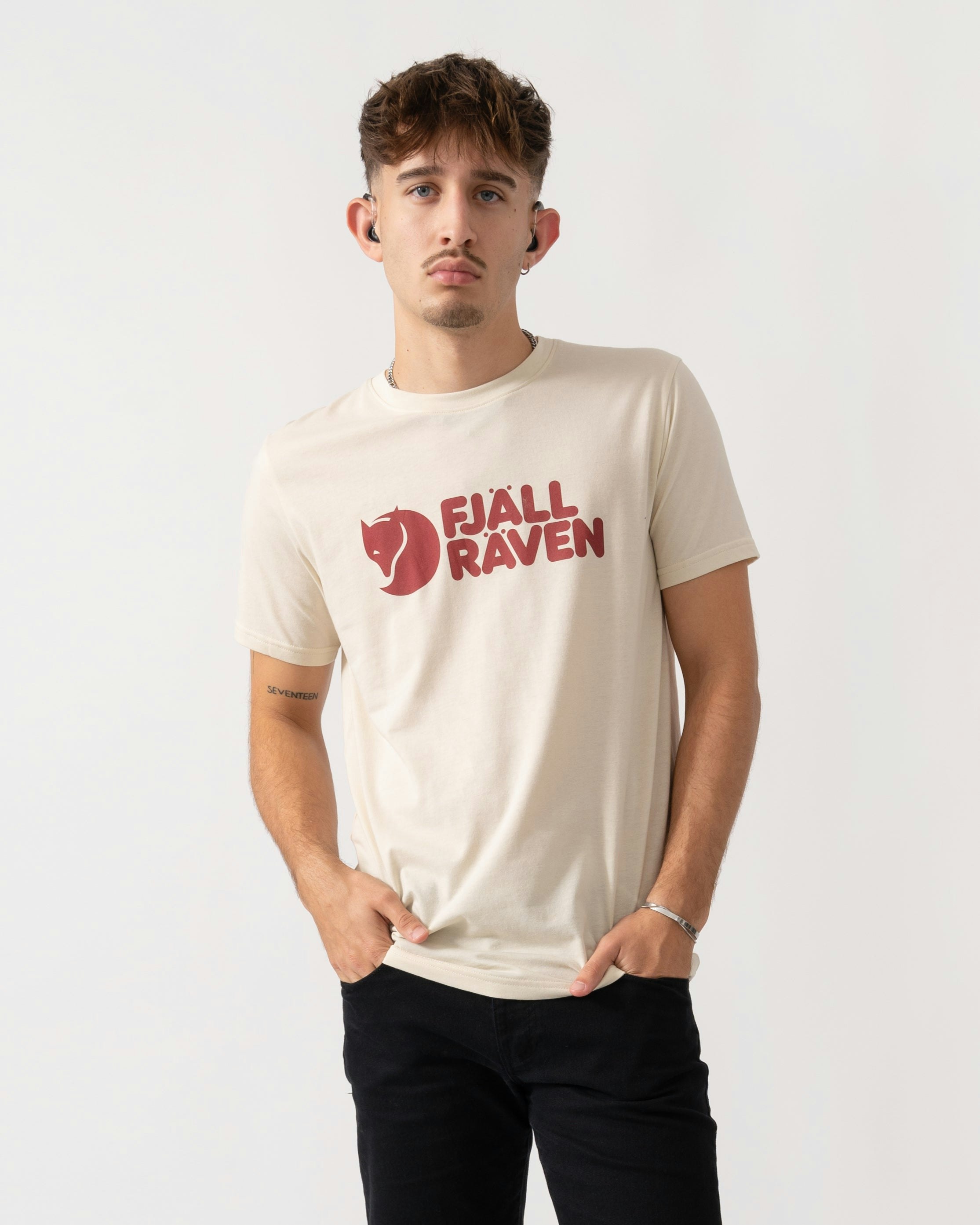 Fjallraven Men's White Logo T-Shirt - Chalk 113 - Chalk 113 - M