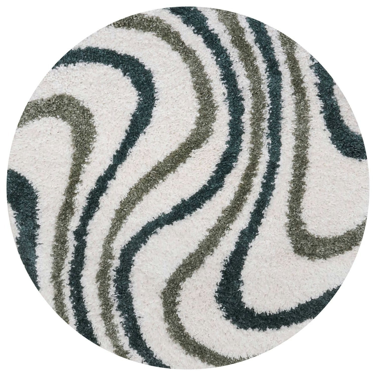 The Rugs Green Moodi Shaggy Rippletide Rug - Ø 120 Cm