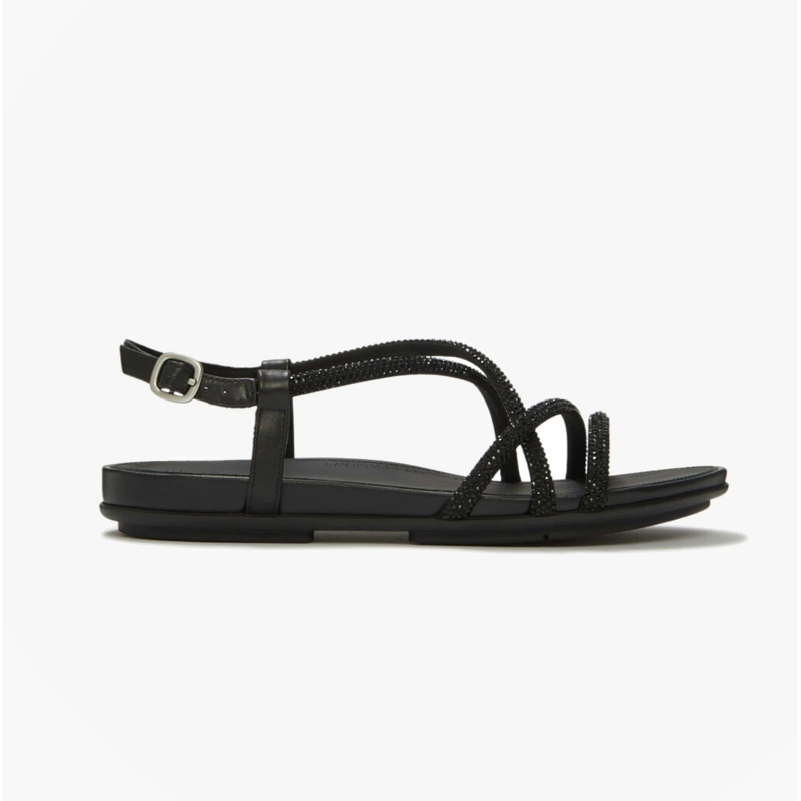 Fitflop Women's Black Gracie Crystal Cross Strap Sandals All - Uk 6