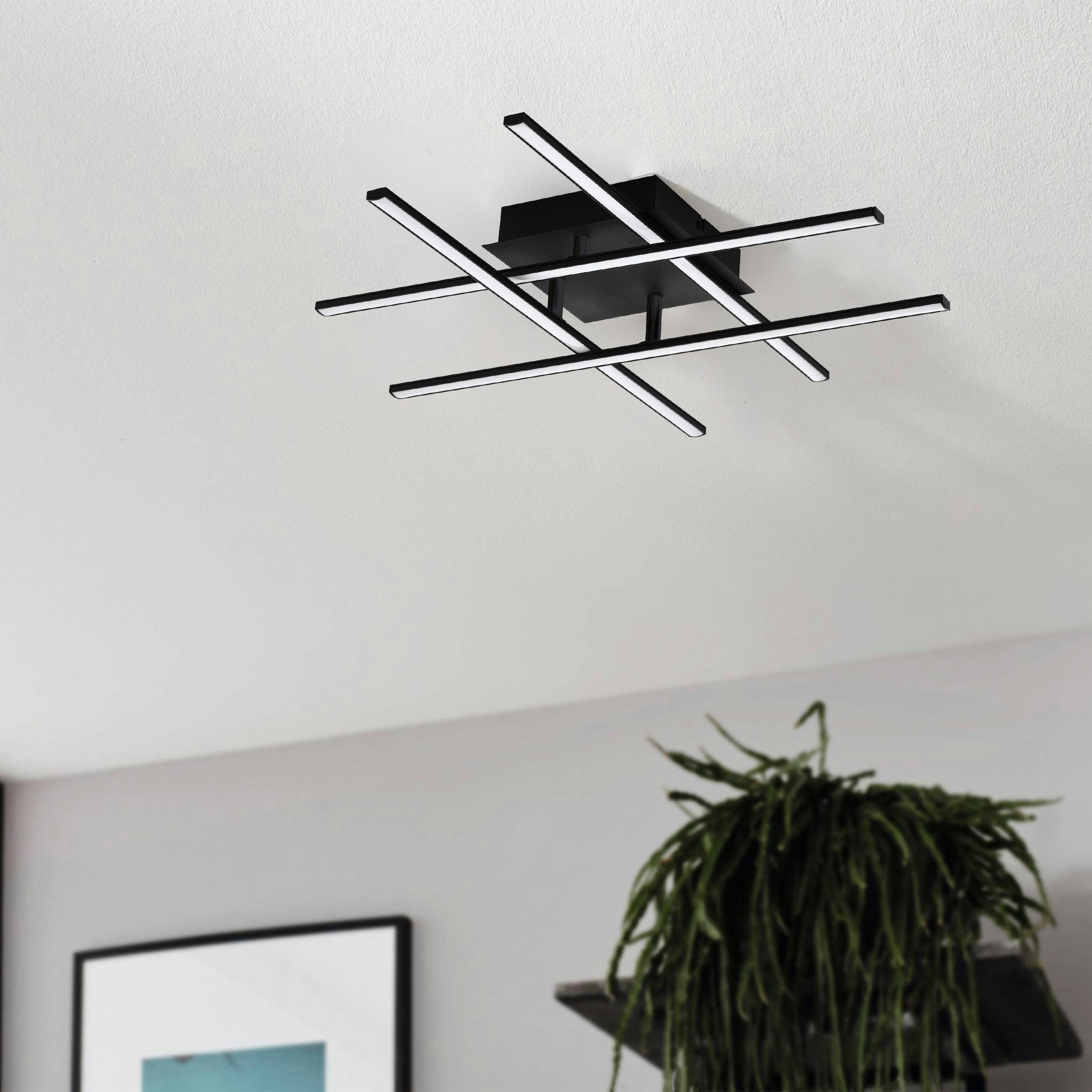 Eglo Black/Light Lasana Led Contemporary Flush Ceiling - Steel, Aluminium - Ceiling Size 3