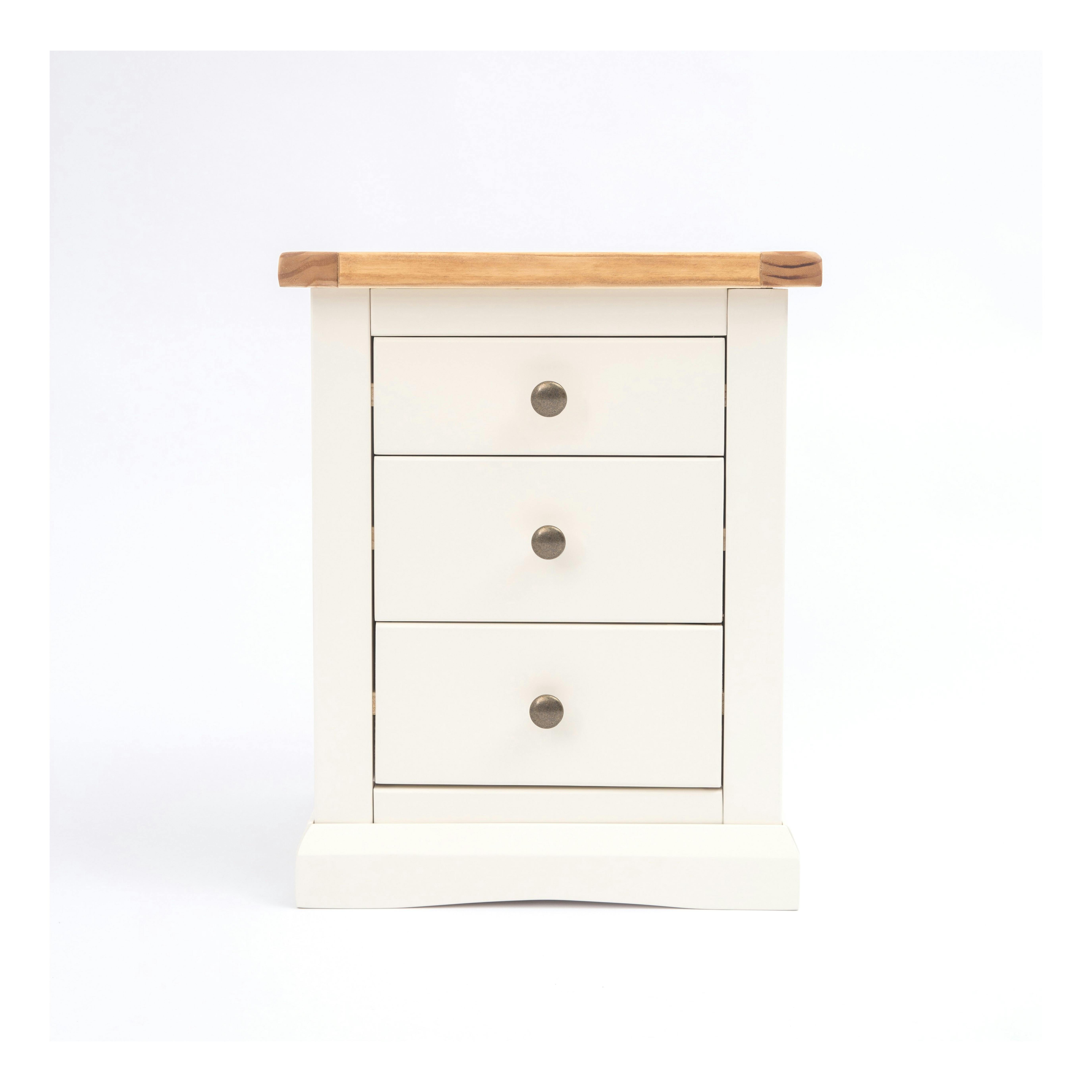 Cabinet Bits White Castelli 3 Drawer Bedside Table - Off