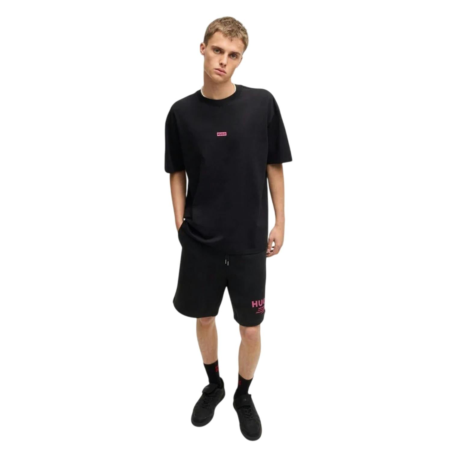Hugo Boss Men's Black/Pink Nomario Sweat Shorts - Xl - 100% Mixed