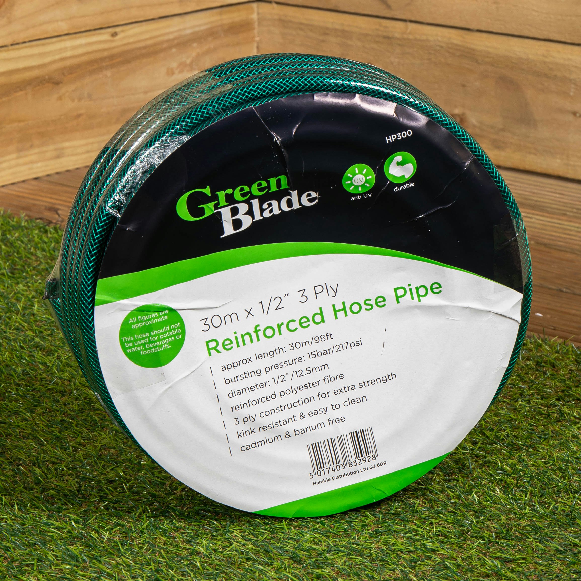 Rackhams Green 30M Reinforced Garden Hose Pipe / Hosepipe In