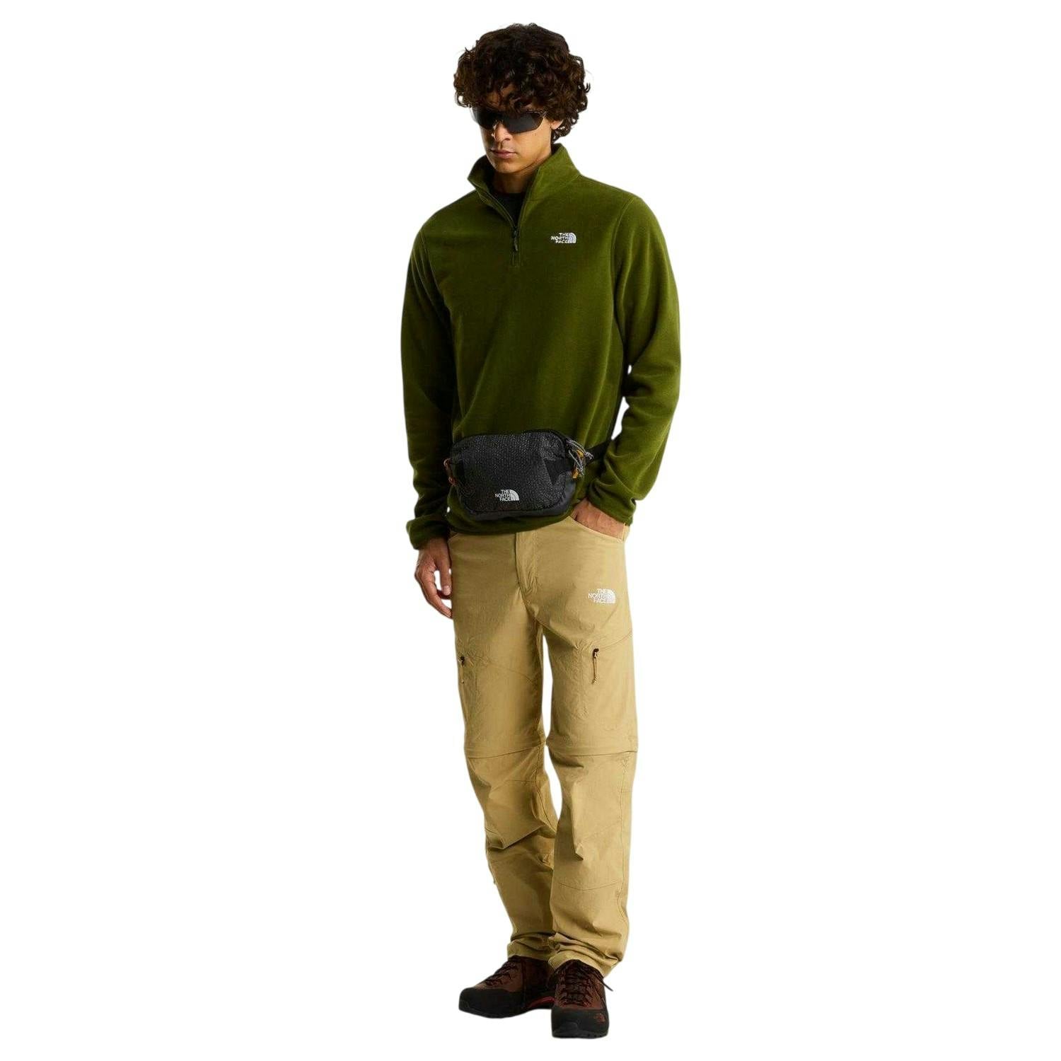 The North Face Men's Green Glacier Fleece Quarter Zip Sweatshirt - Woodland - M - Woodland - 100% Recycled Polyester