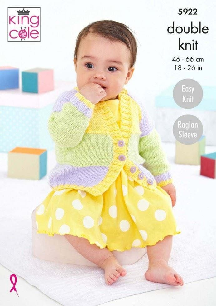 King Cole Double Knit DK Knitting Pattern Baby Children Sweater & Cardigan 5922 - Image 4