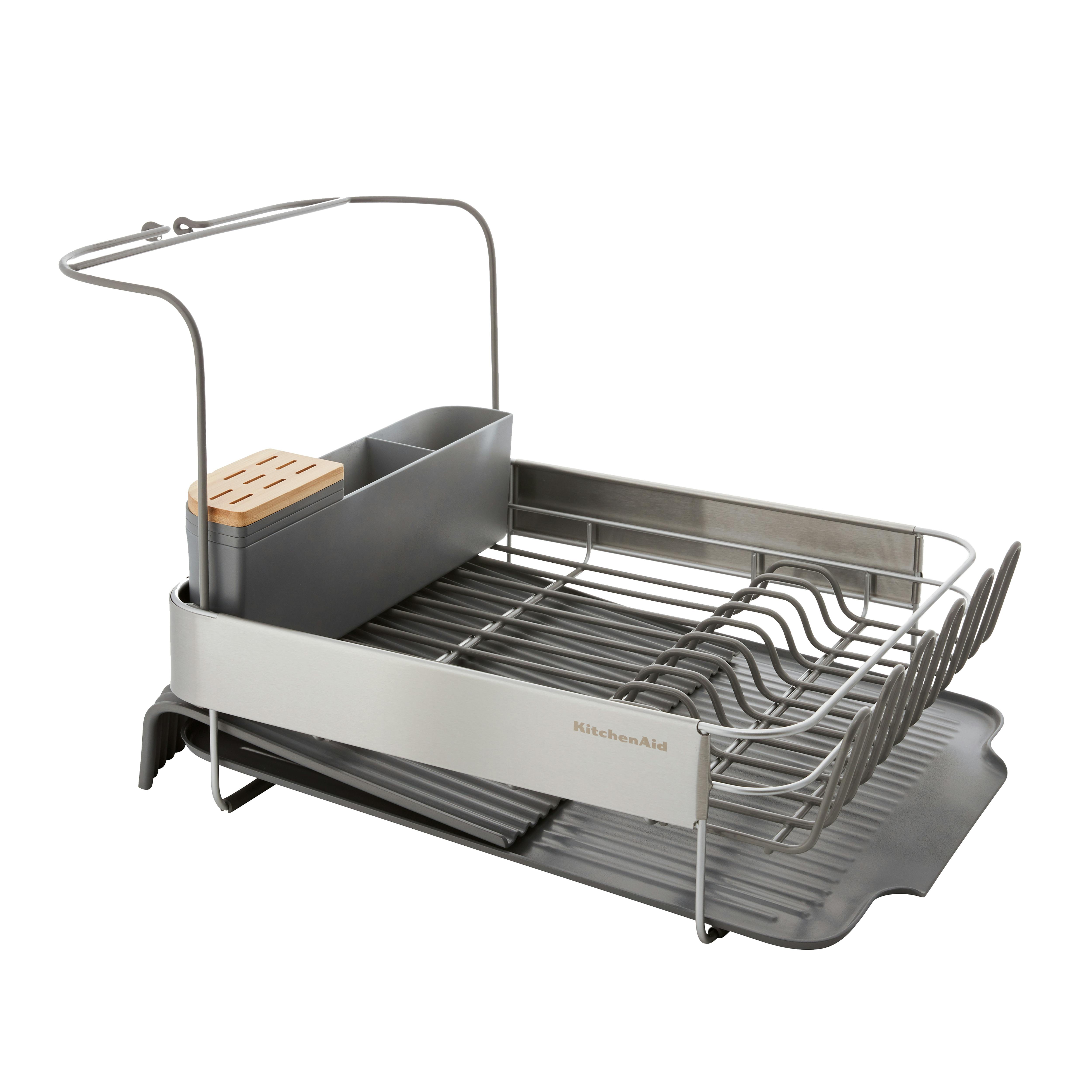 KitchenAid Expandable Dish-Drying Rack with Glassware Attachment in Grey - Image 4