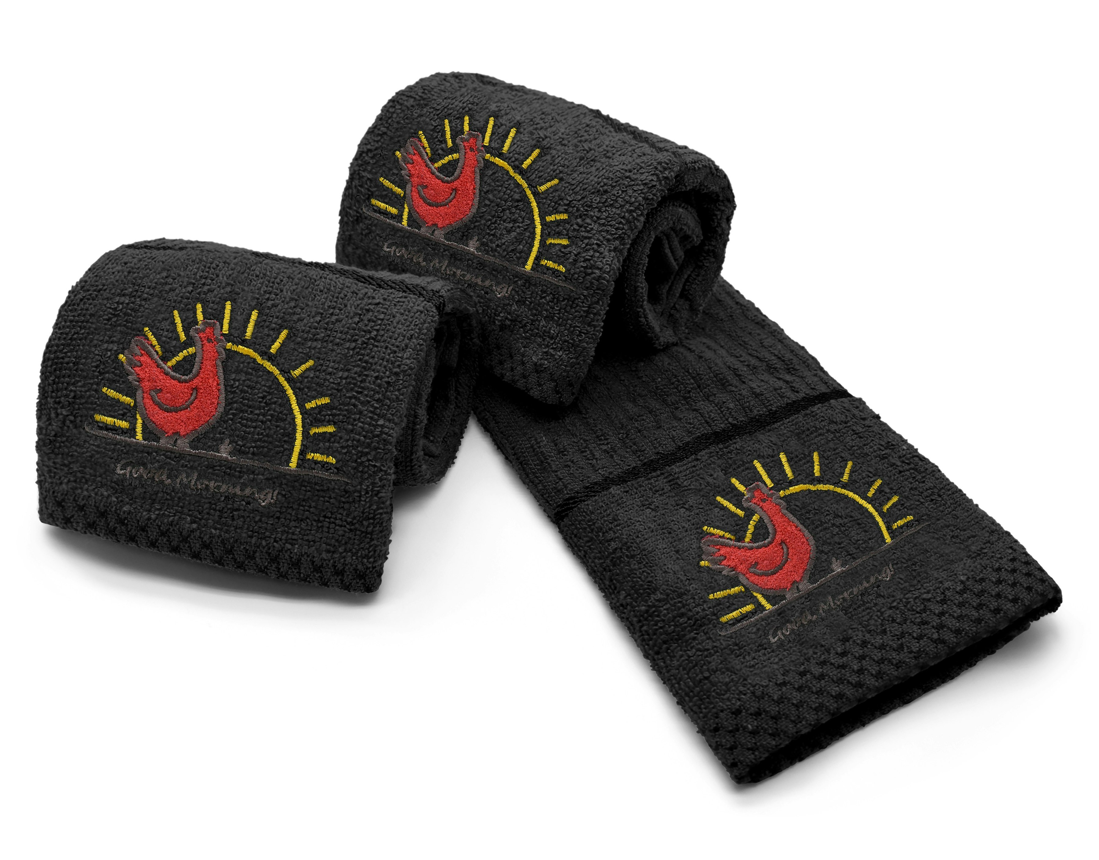 Rackhams Black Chicken Embroidered Cotton Tea Towel 3 Pack - One Size