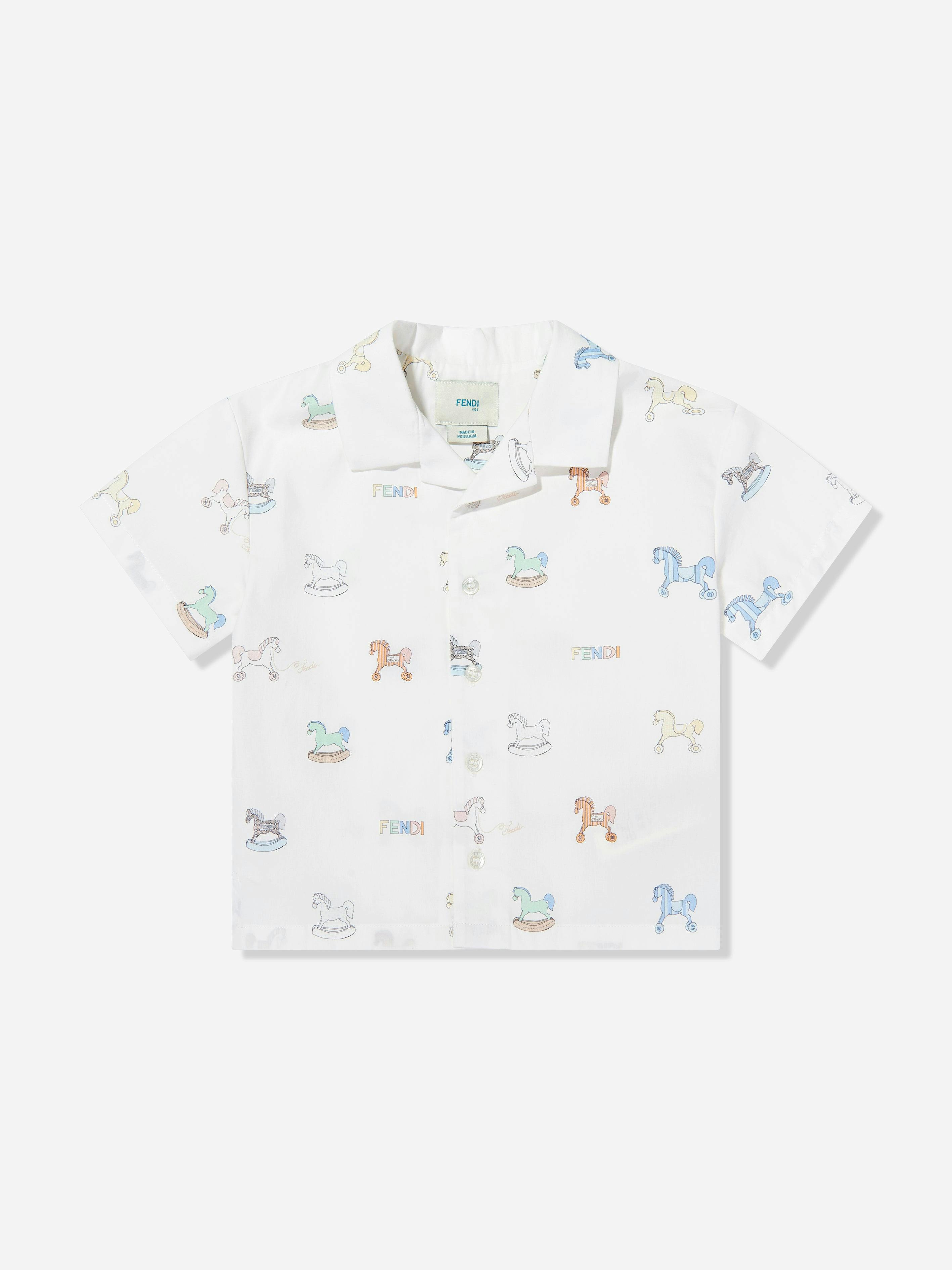 Fendi Kids Boys White Baby Toy Horse Shirt In - 18 Months