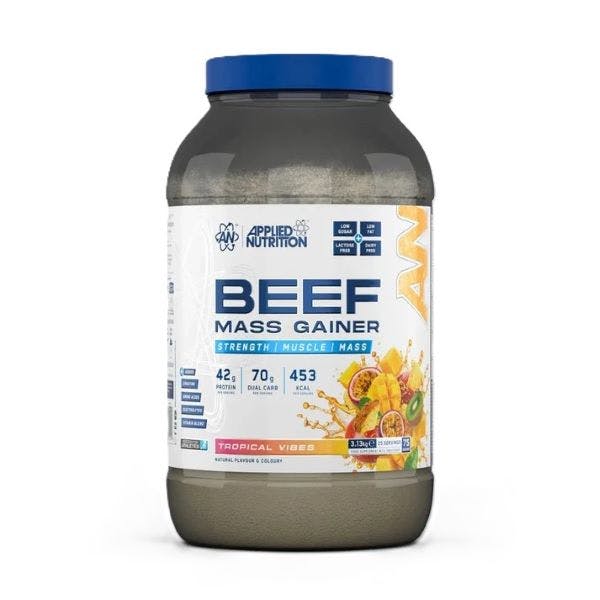 Applied Nutrition Beef Mass Gainer Protein Powder – 42g Beef Protein Isolate, High Calorie Weight Gainer Supplement, Lactose Free, Low Sugar (3.13kg – 25 Servings) (Tropical Vibes) - Image 4