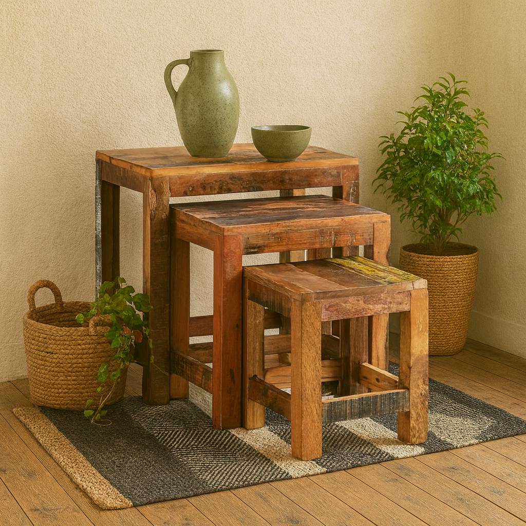 Rackhams Grain Seattle Set Of 3 Reclaimed Wood Nesting Tables