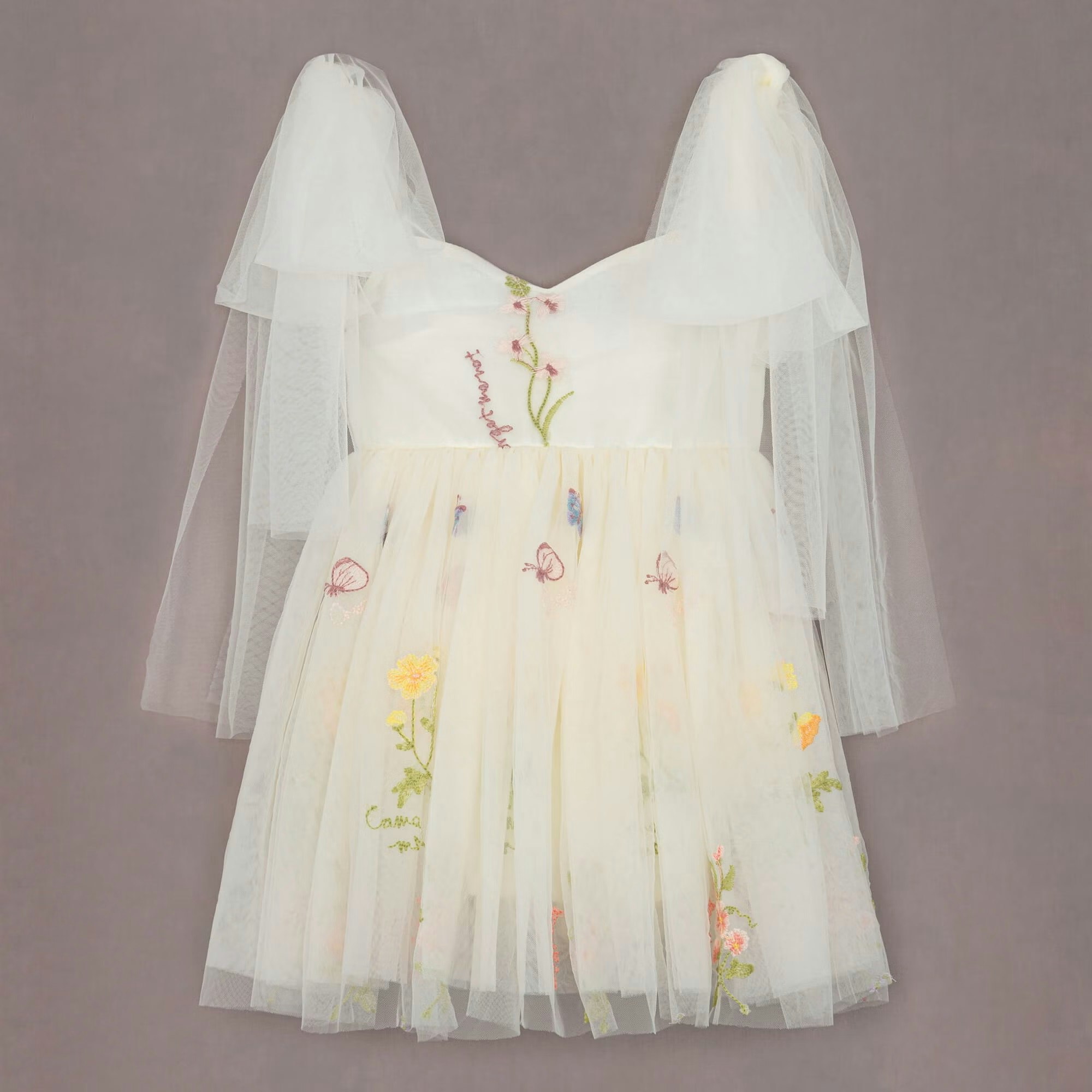 Uk Flower Girl Boutique Girls Ivory Uk Flower Boutique Enchanted Angel Dress - Embroidered Tulle - 11/12 Years