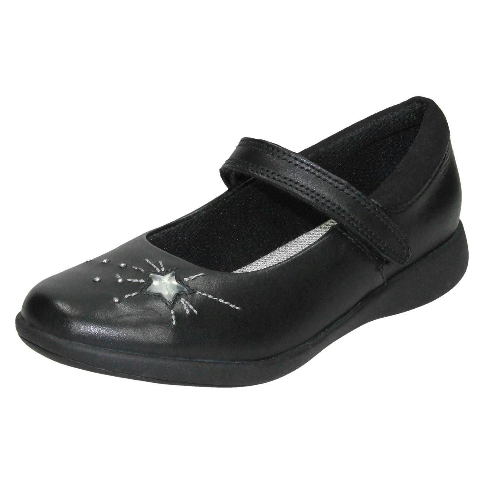 Clarks Girls Black Formal School Shoes Etch Spark - Leather - Uk 8 Child - F