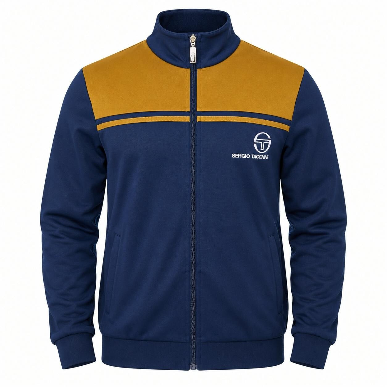 Sergio Tacchini Blue/Golden/Brown New Young Line Track Top Jacket Maritime / - L