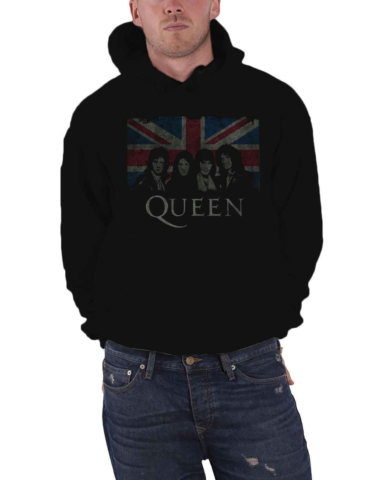Paradiso Clothing Unisex Black Queen Vintage Union Jack Hoodie - Xxl