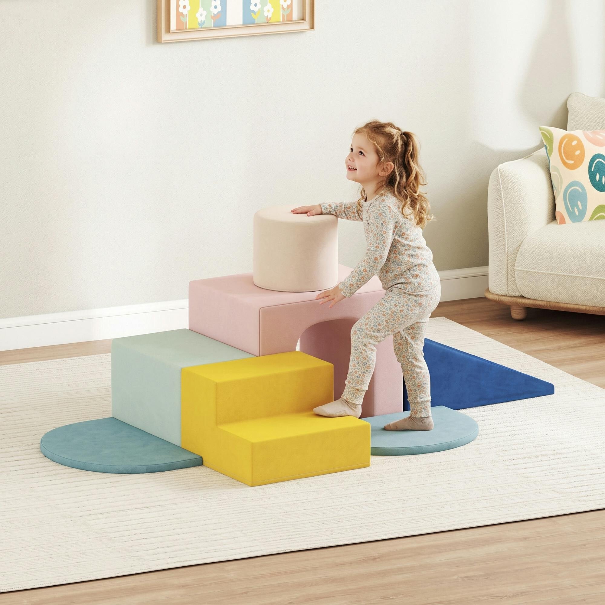 Aiyaplay Foam Blocks For Kids, 8 Piece Indoor Building Blocks For Climbing