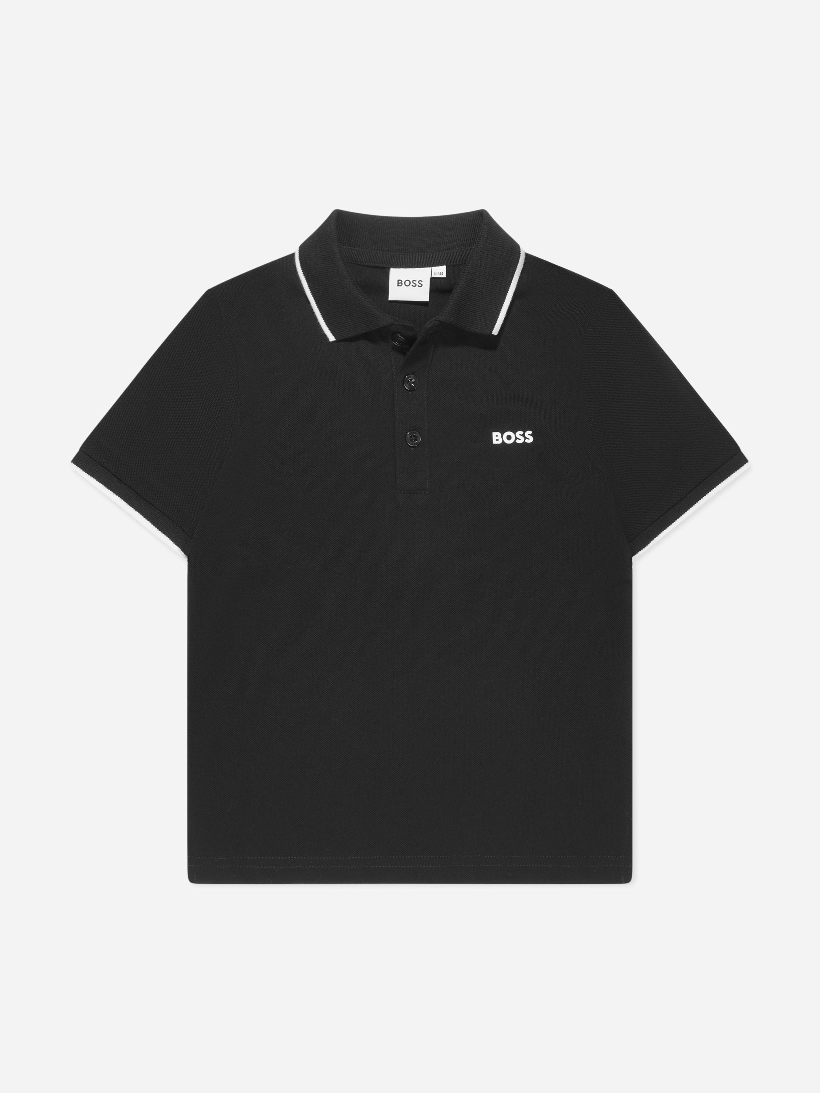 Boss Boys Black Logo Polo Shirt In - 4 Yrs