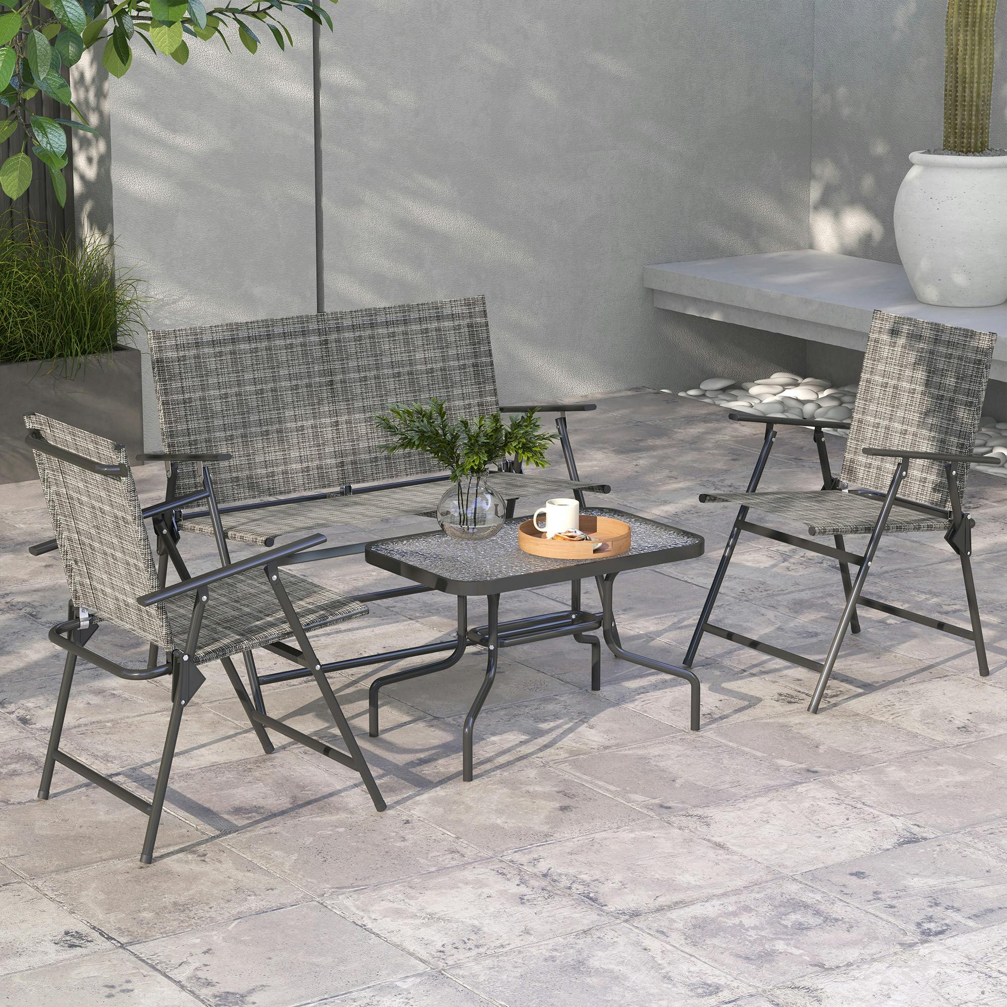 Rackhams Grey/Light Four-Piece Metal Garden Sofa Set - Mixed - Image 4